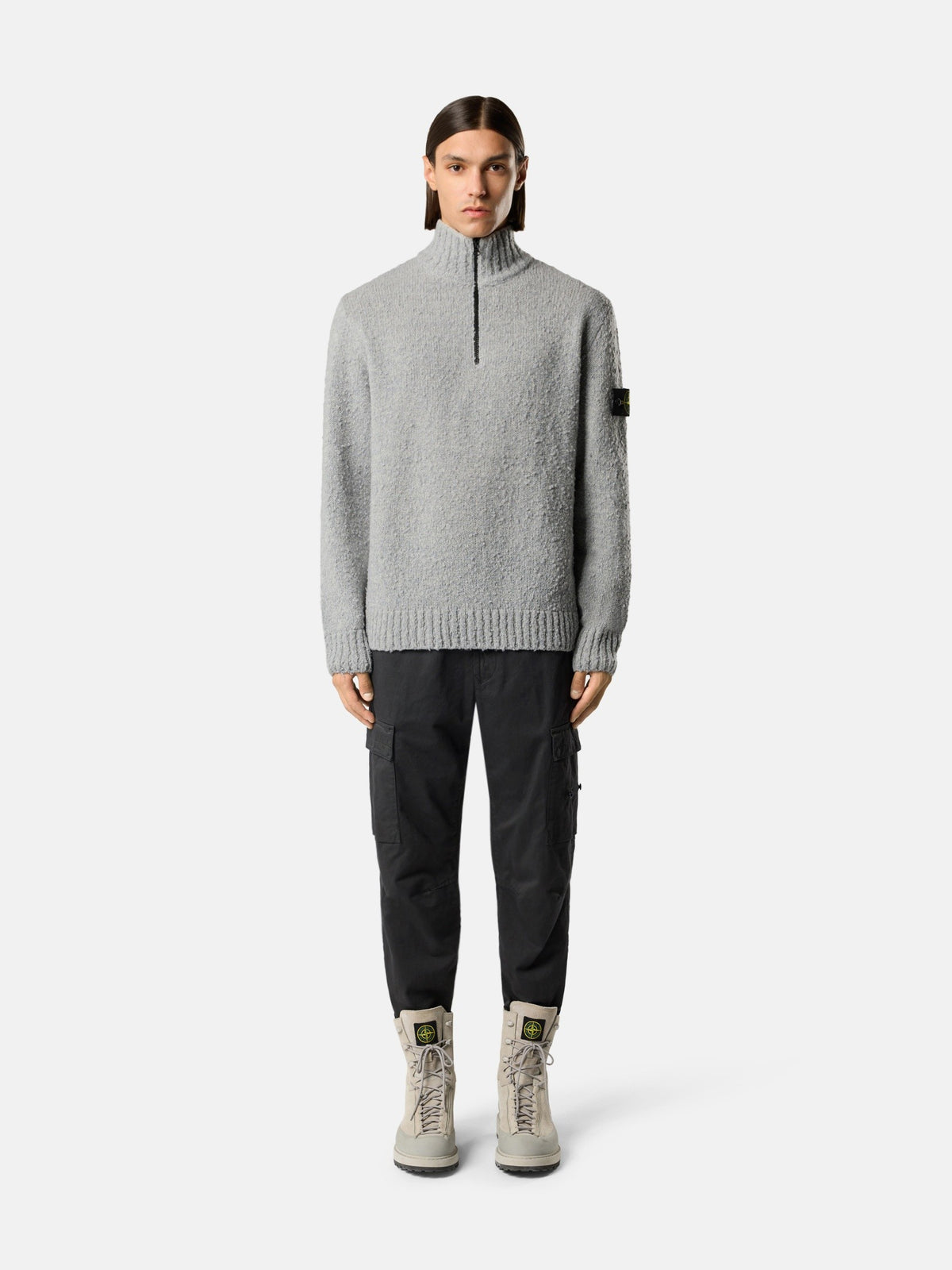 Stone Island Loose-Fit Half-Zip Jumper with Ribbed Trims 5100032