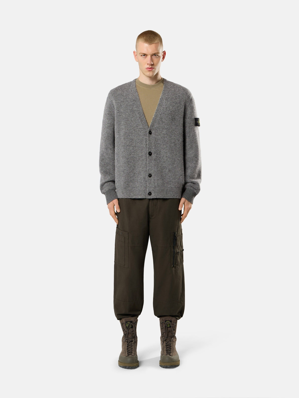 Stone Island Loose-Fit V-Neck Cardigan With Contrast Knit Details 5100046