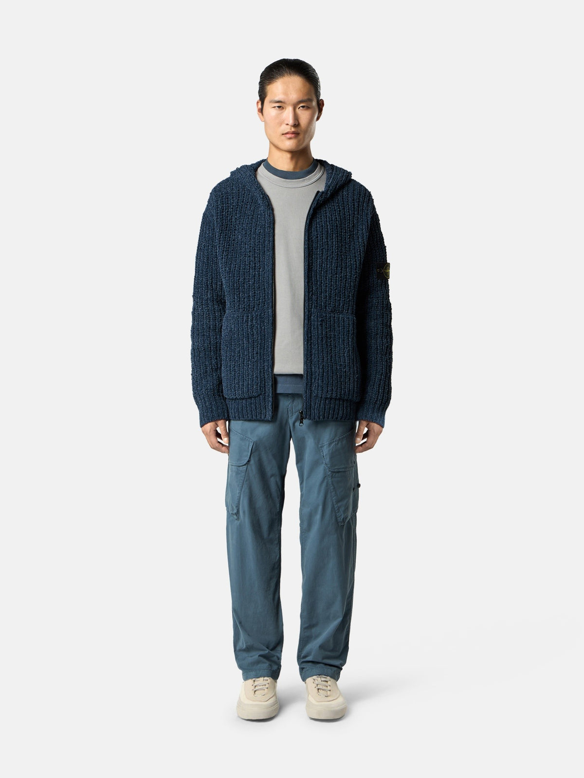 Stone Island Loose-Fit Hooded Zip-Up Jumper with Pockets 5100065
