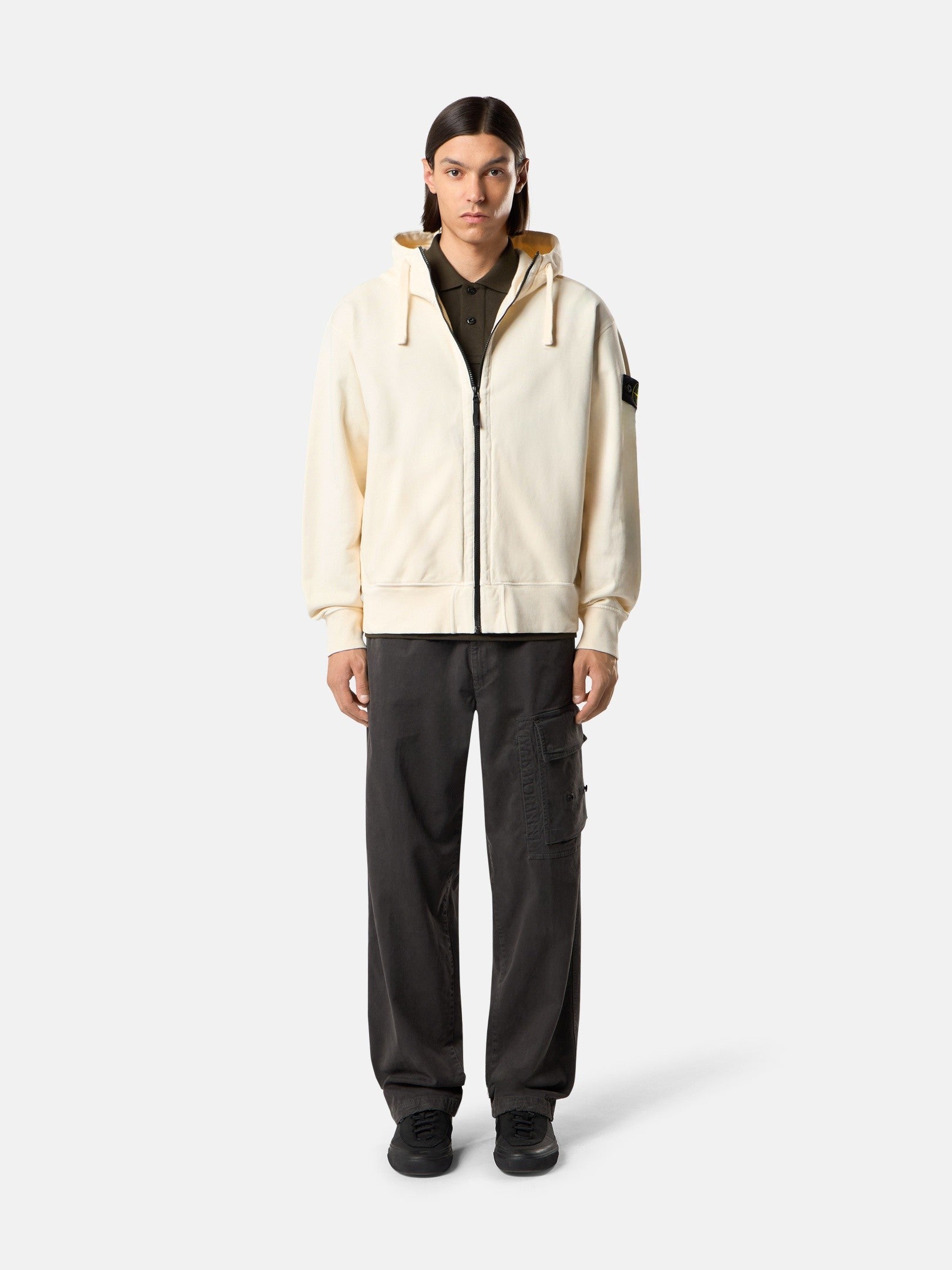 Stone Island Oversized-Fit Zip-Up Hooded Sweatshirt with Pockets 6100009
