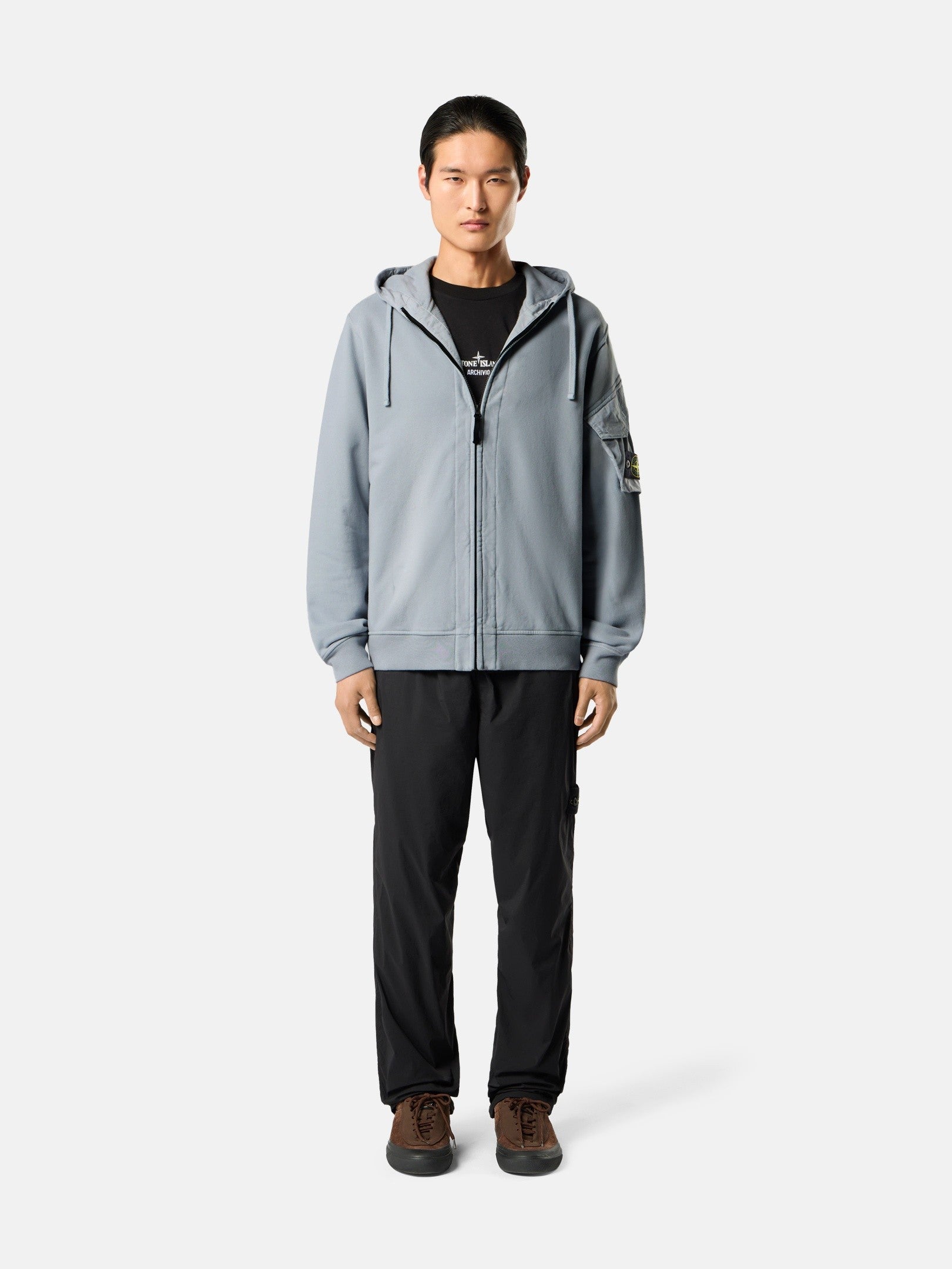 Stone Island Regular-Fit Zip-Up Hooded Sweatshirt with Pockets 6100016