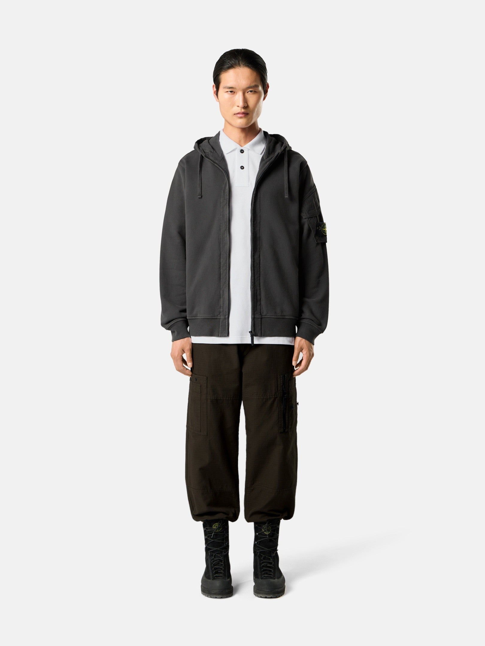 Stone Island Regular-Fit Zip-Up Hooded Sweatshirt with Pockets 6100016