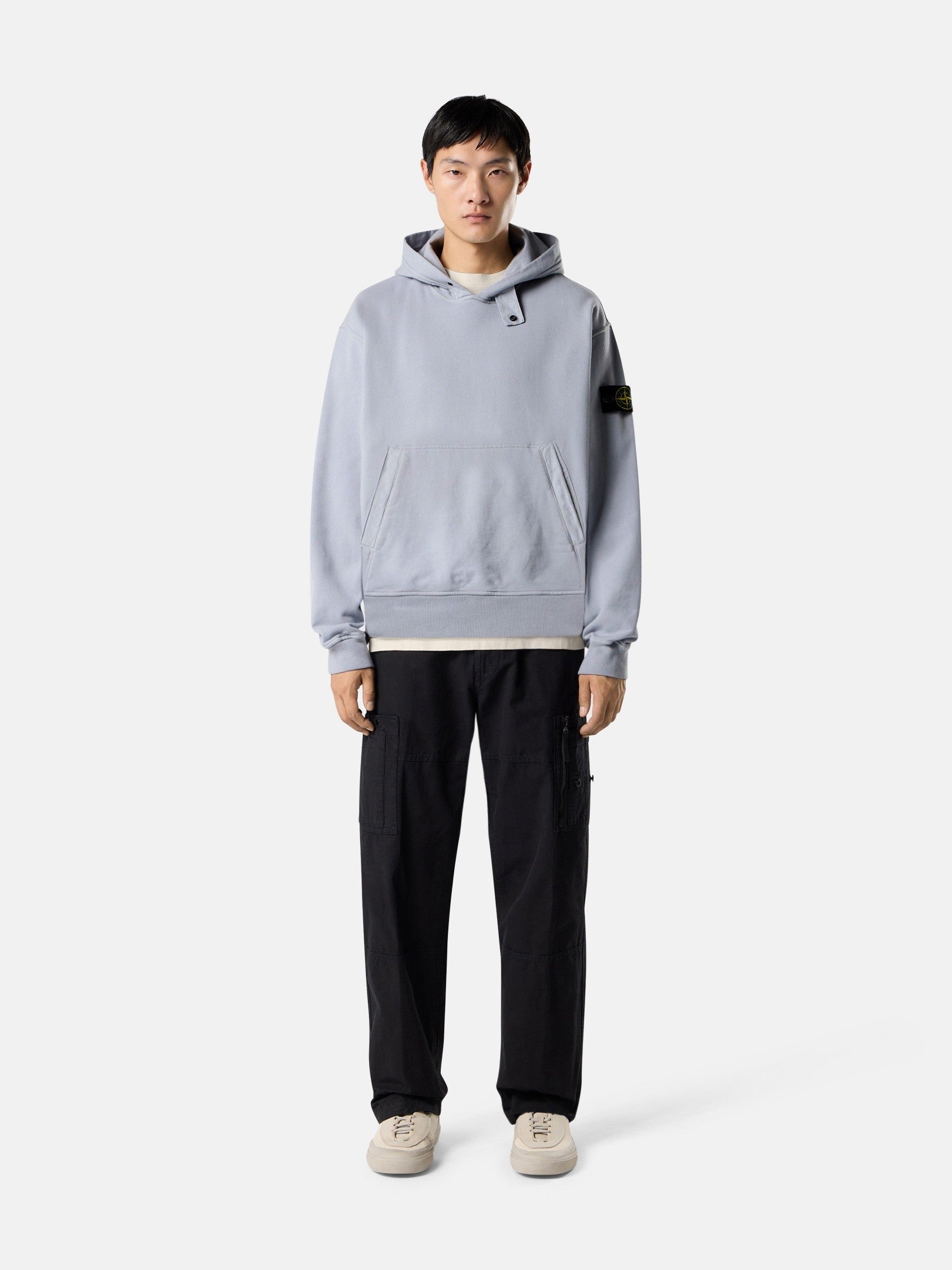 Stone Island Oversized-Fit Zip-Up Hooded Sweatshirt with Pouch Pocket 6100023