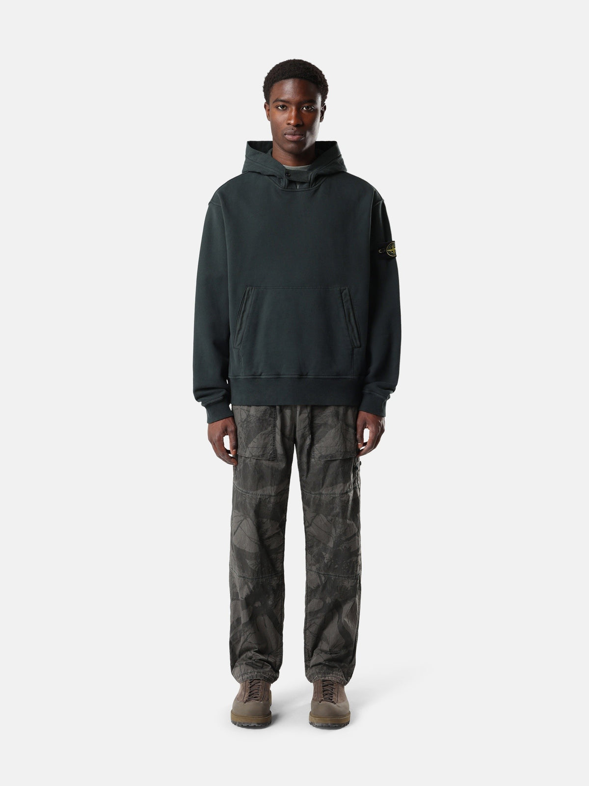 Stone Island Oversized-Fit Zip-Up Hooded Sweatshirt with Pouch Pocket 6100023