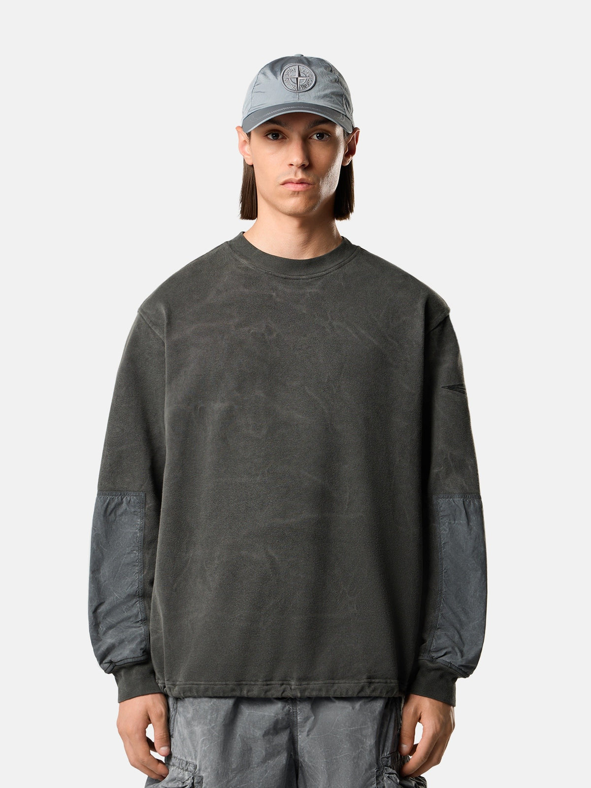 Stone Island Oversized-Fit Crewneck Sweatshirt with Contrast Fabric Panels 6100033