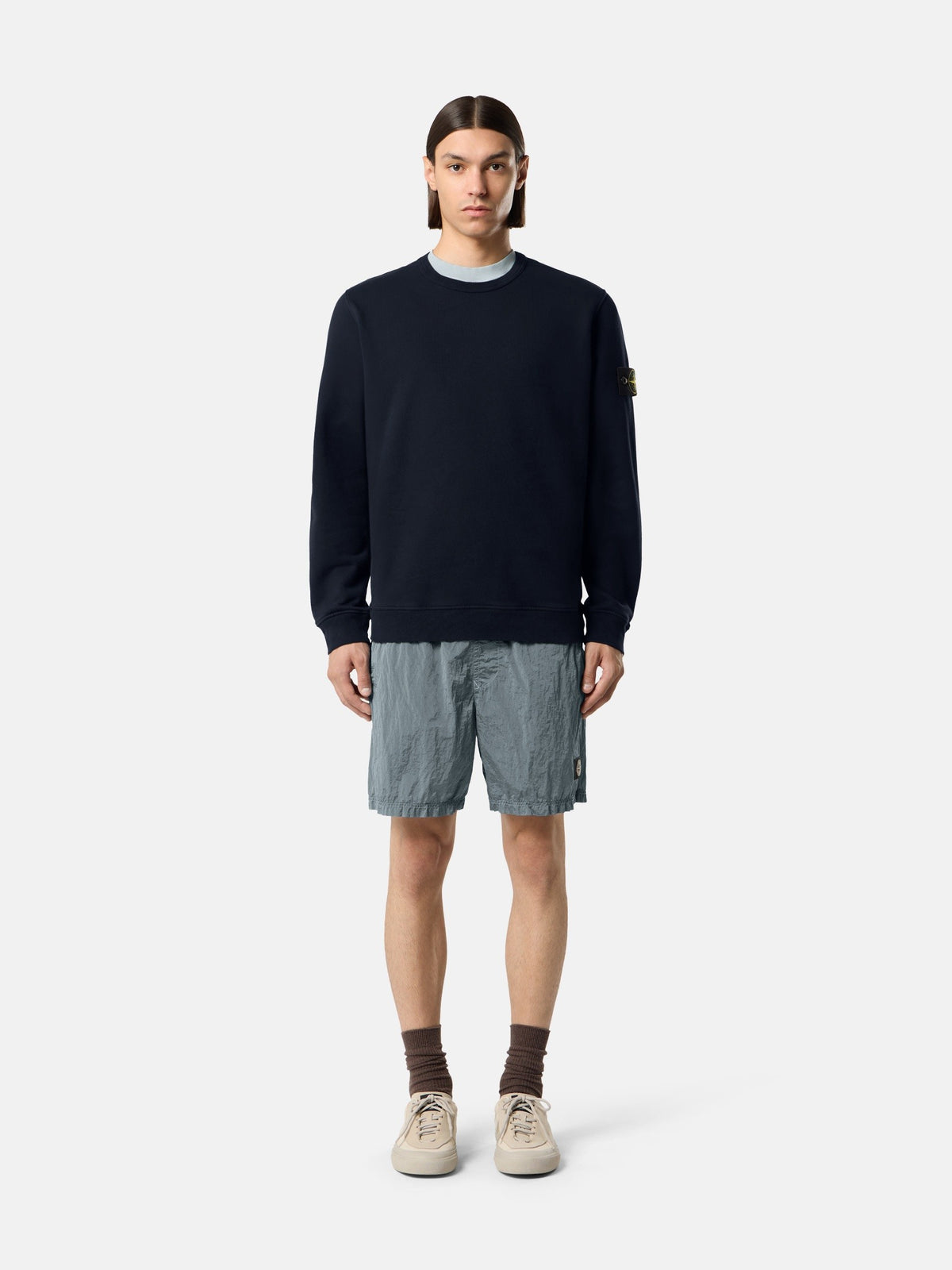 Stone Island Regular-Fit Crewneck Sweatshirt with Ribbed Inserts 6100049