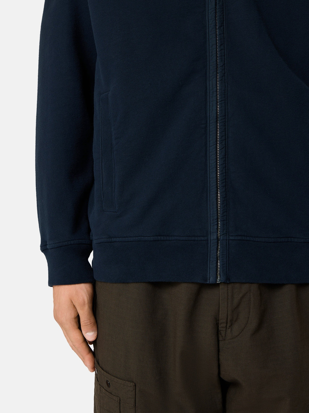 Stone Island Regular-Fit Zip-Up Hooded Sweatshirt with Ribbed Inserts 6100067