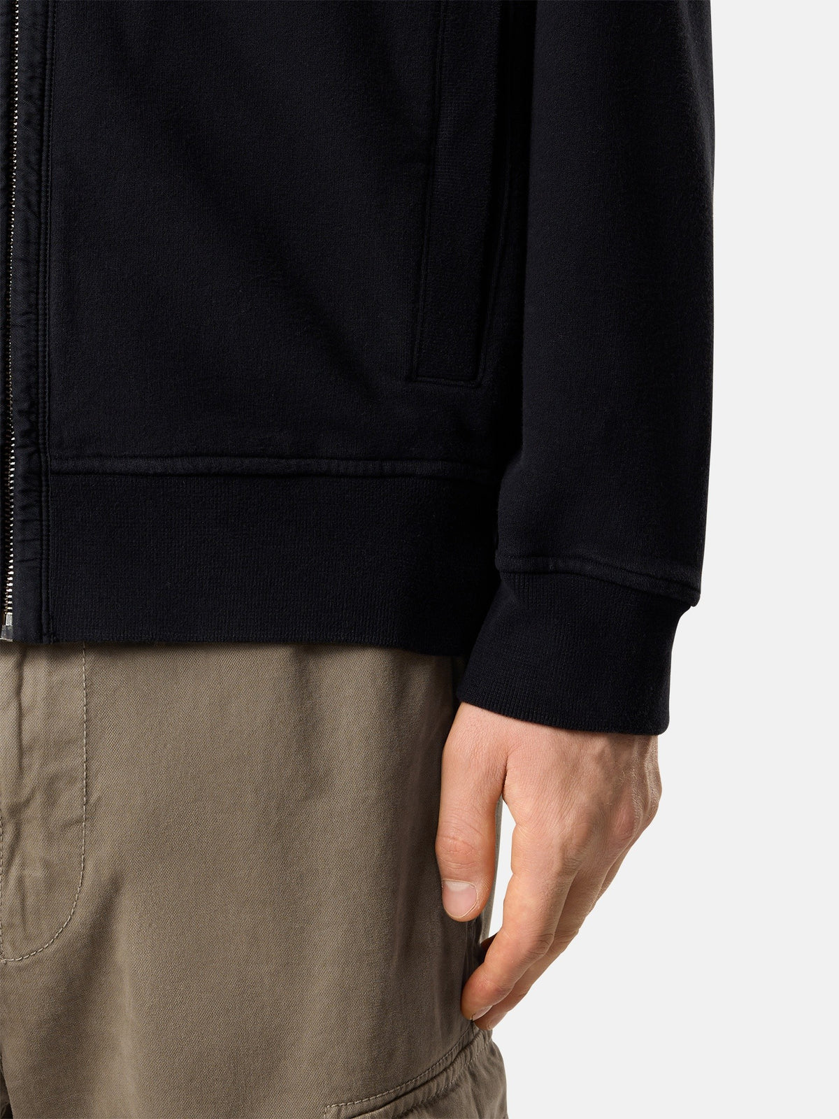 Stone Island Regular-Fit Zip-Up Hooded Sweatshirt with Ribbed Inserts 6100067