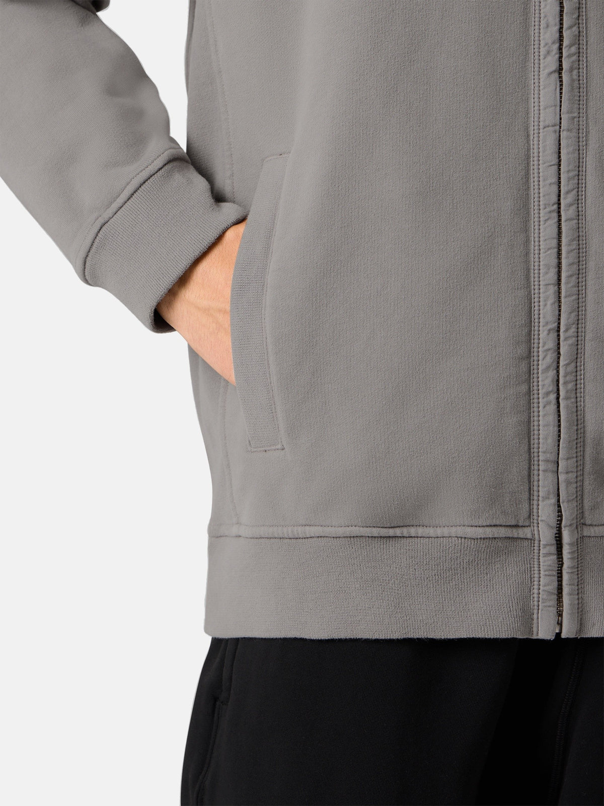 Stone Island Regular-Fit Zip-Up Hooded Sweatshirt with Ribbed Inserts 6100067