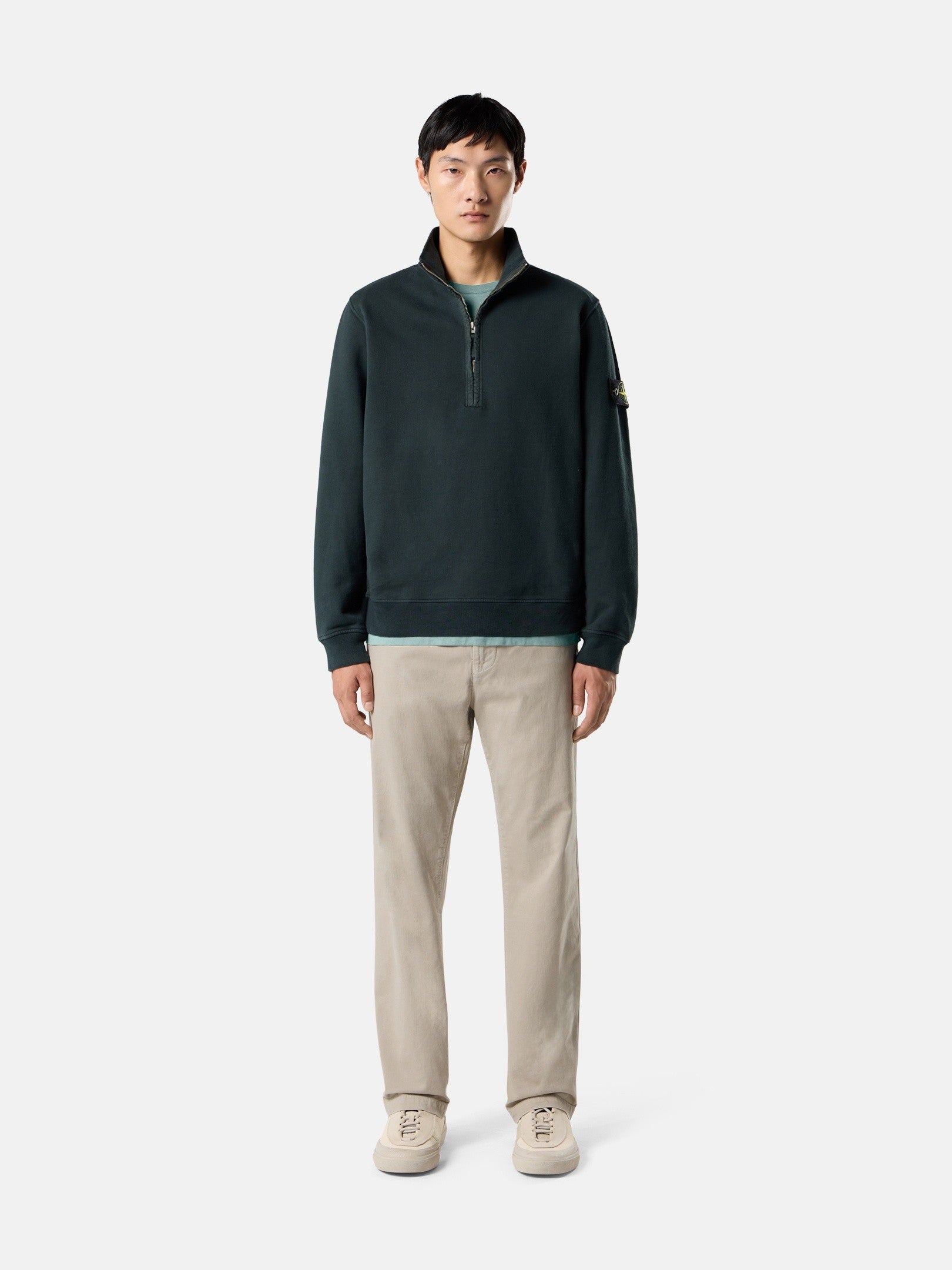 Stone Island Regular-Fit Half-Zip Sweatshirt with Ribbed Inserts 6100068