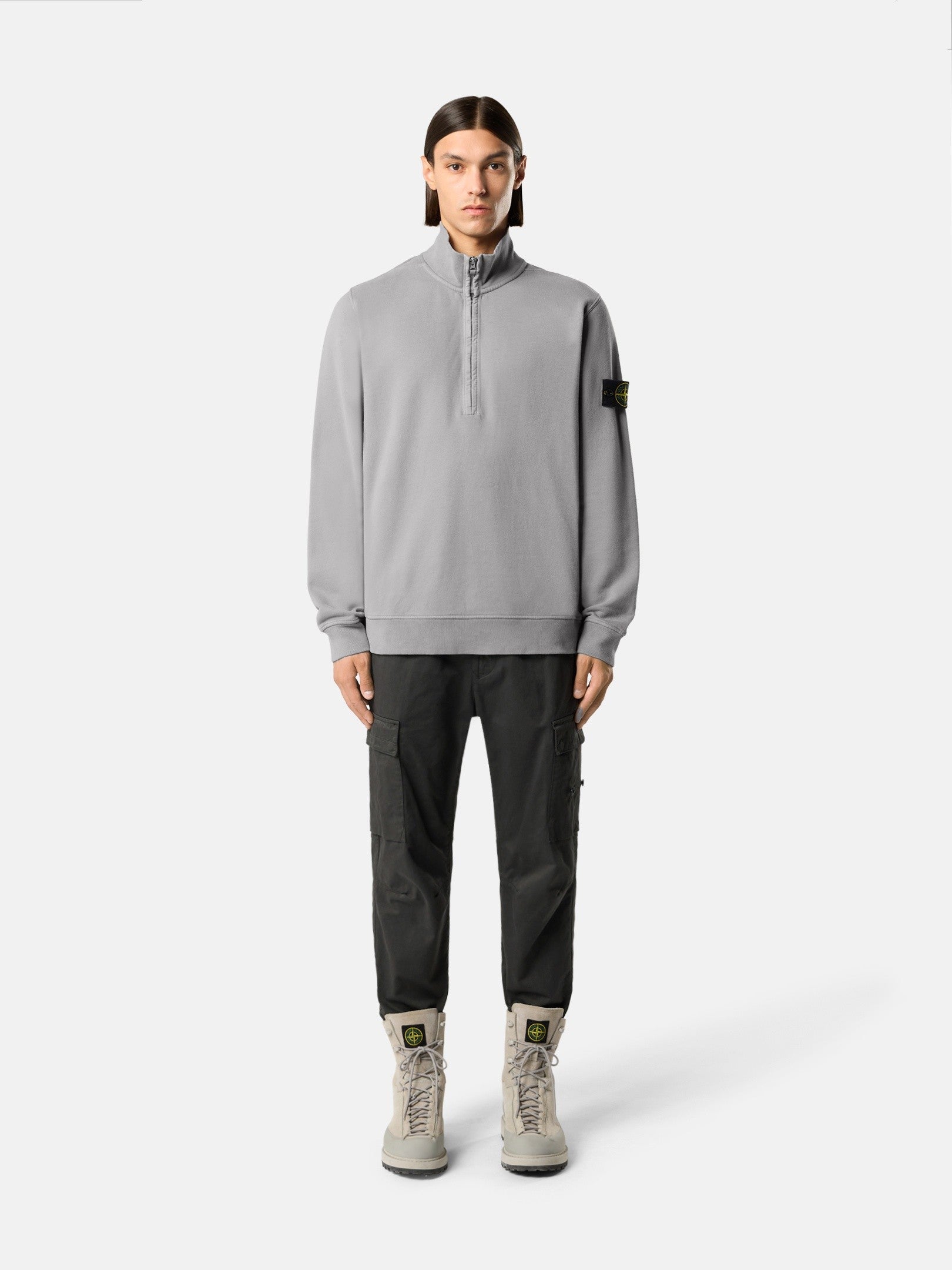 Stone Island Regular-Fit Half-Zip Sweatshirt with Ribbed Inserts 6100068