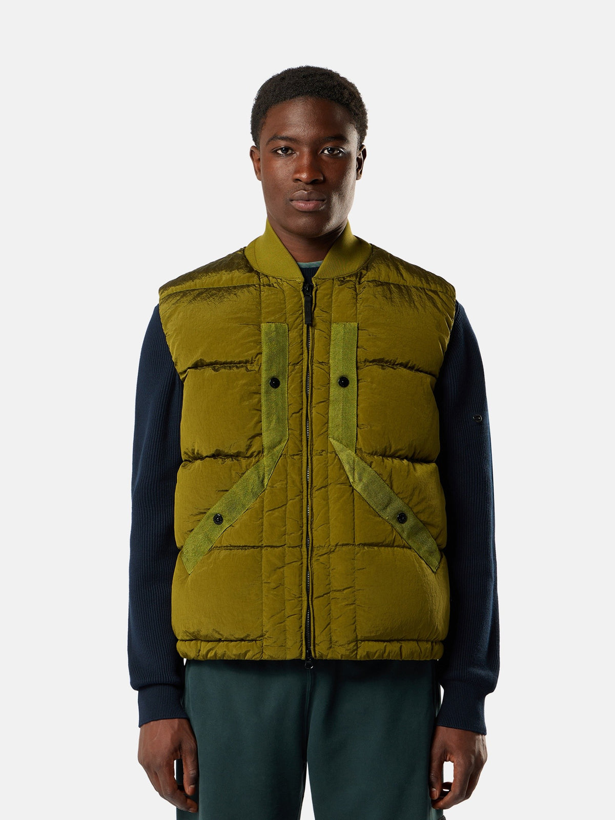 Stone Island Down Vest with Bomber Collar G100008