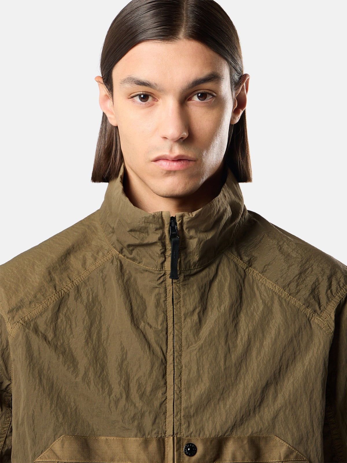Stone Island Stand Collar Jacket with Anti-Drop Finish Q100009