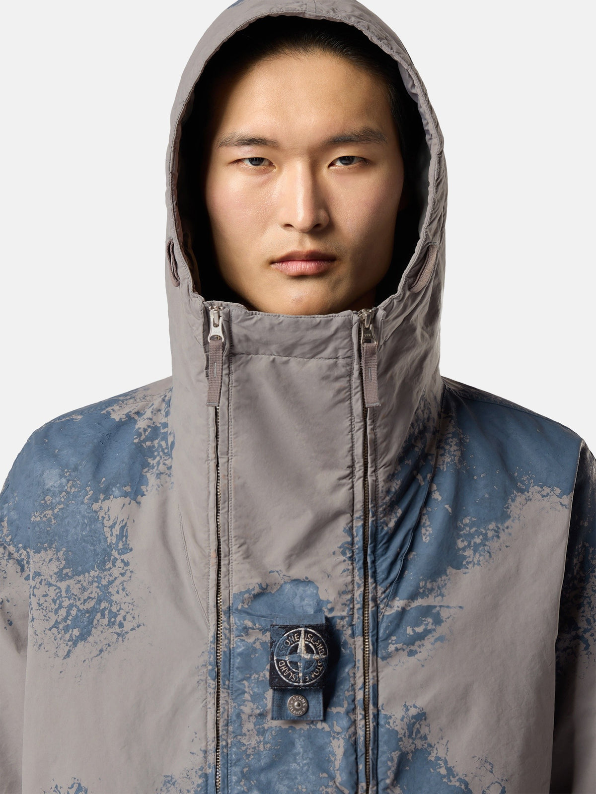 Stone Island Padded Short Parka with Hand-Painted Finish and Anti-Drop Q100031