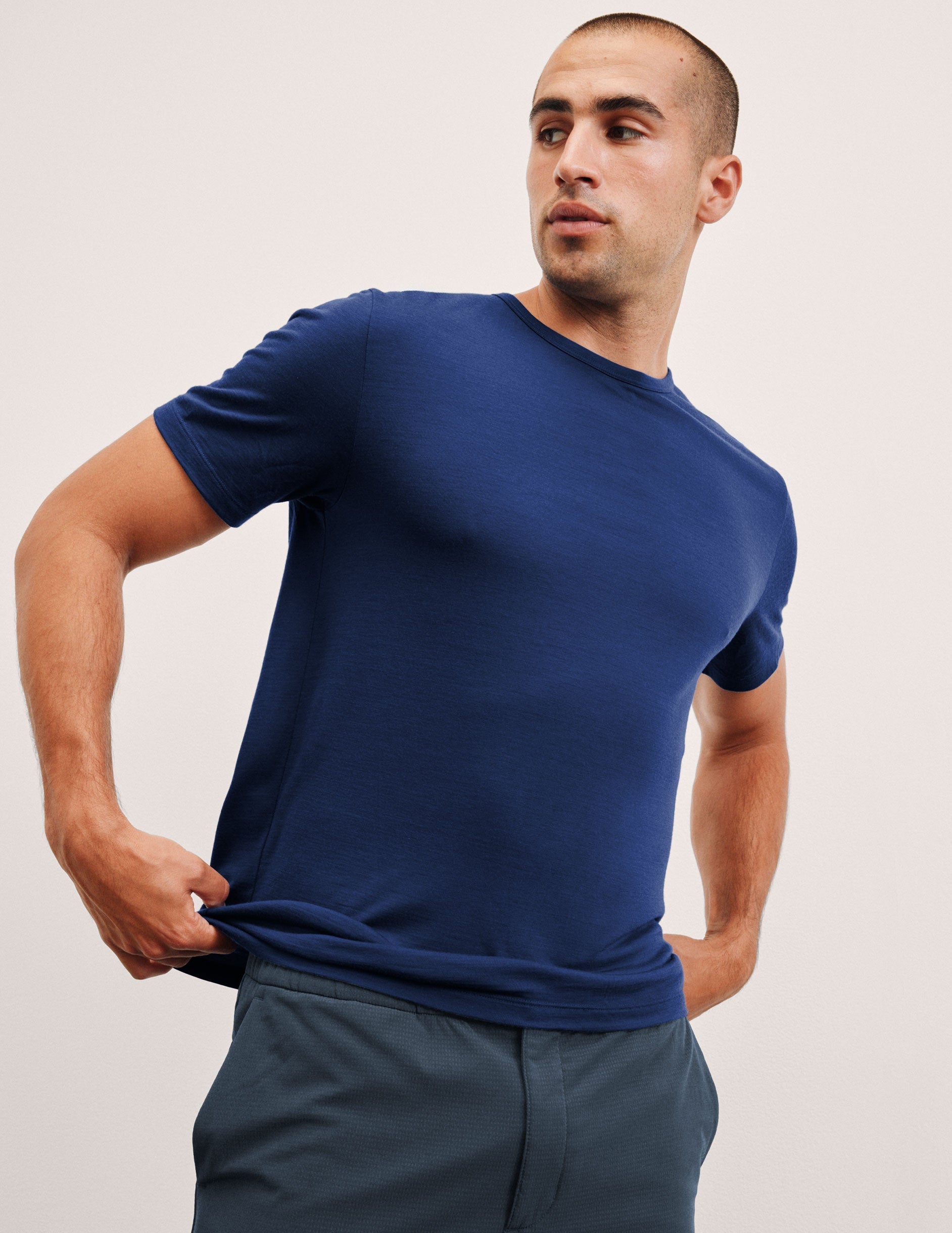 Beyond Yoga Merino Wool Mens Short Sleeve Crew