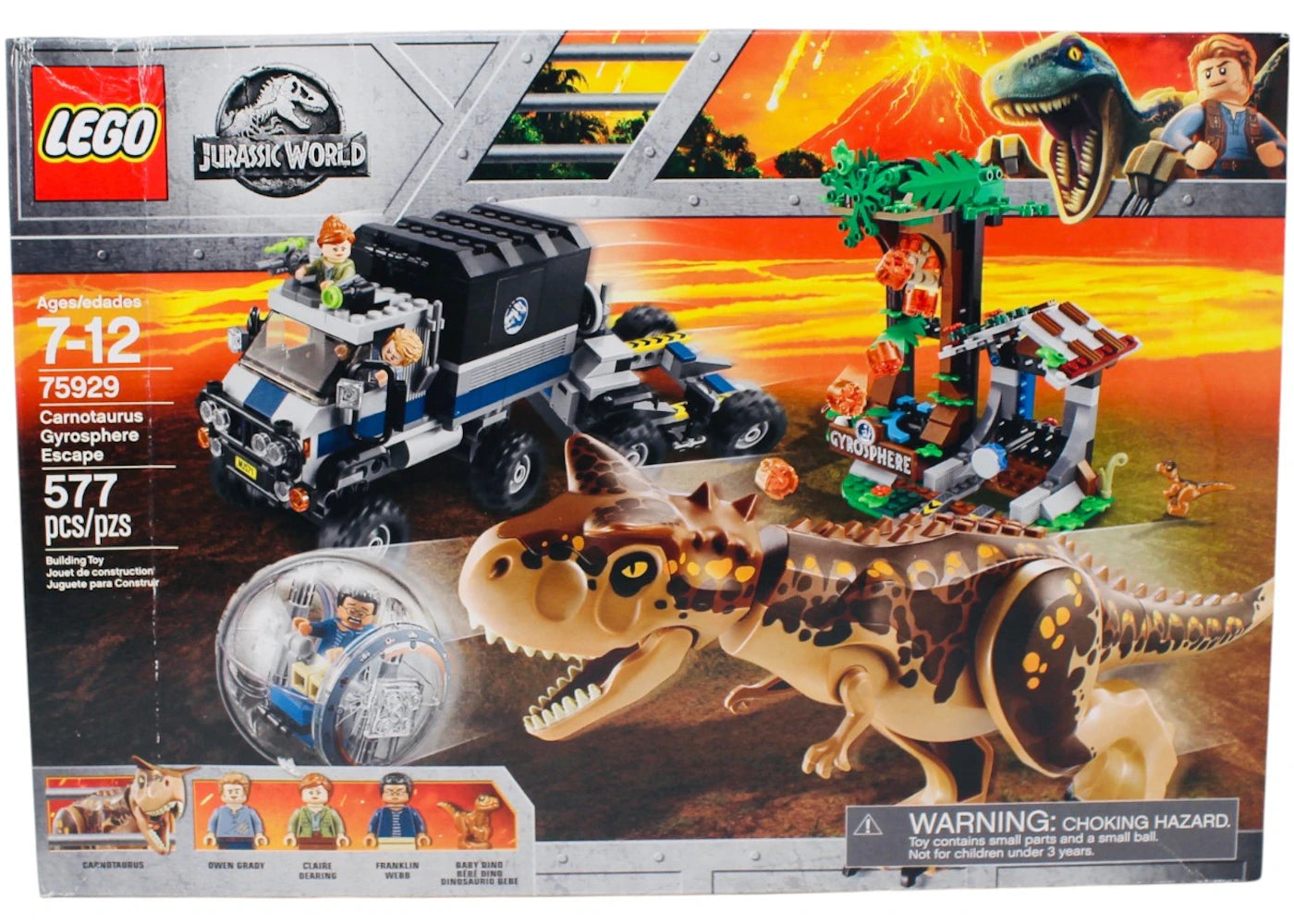 Lego Jurassic World Carnotaurus Gyroshpere Escape Set 75929