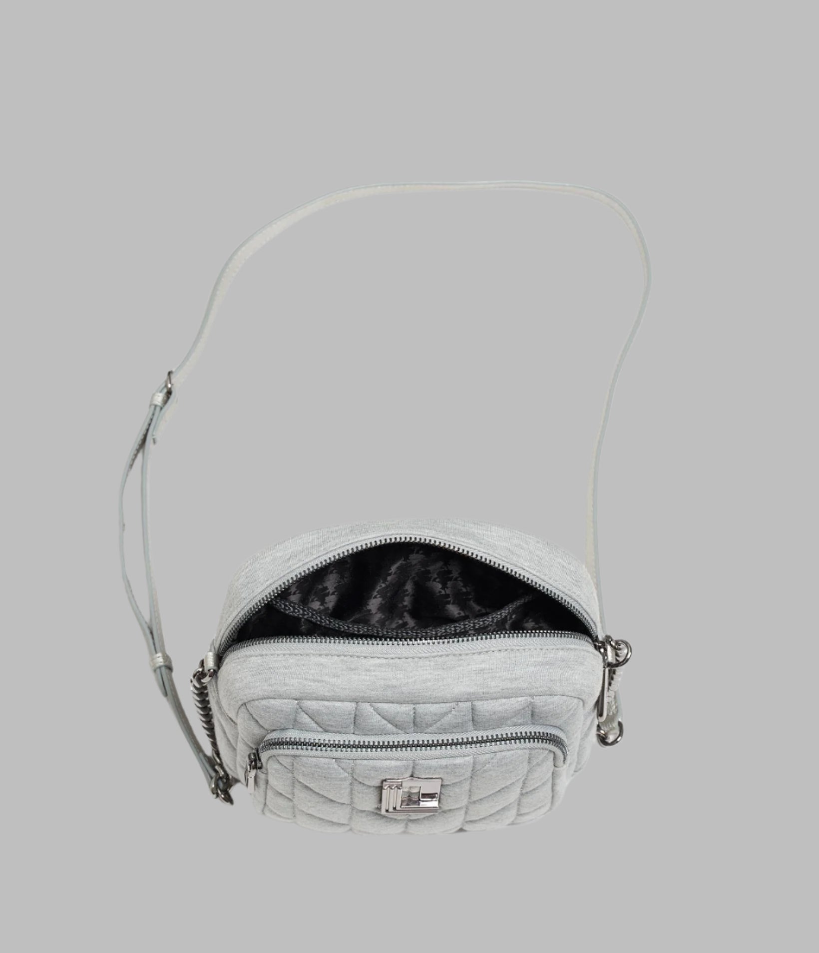 KarlLagerfeld Lafayette jersey knit camera crossbody gry heather