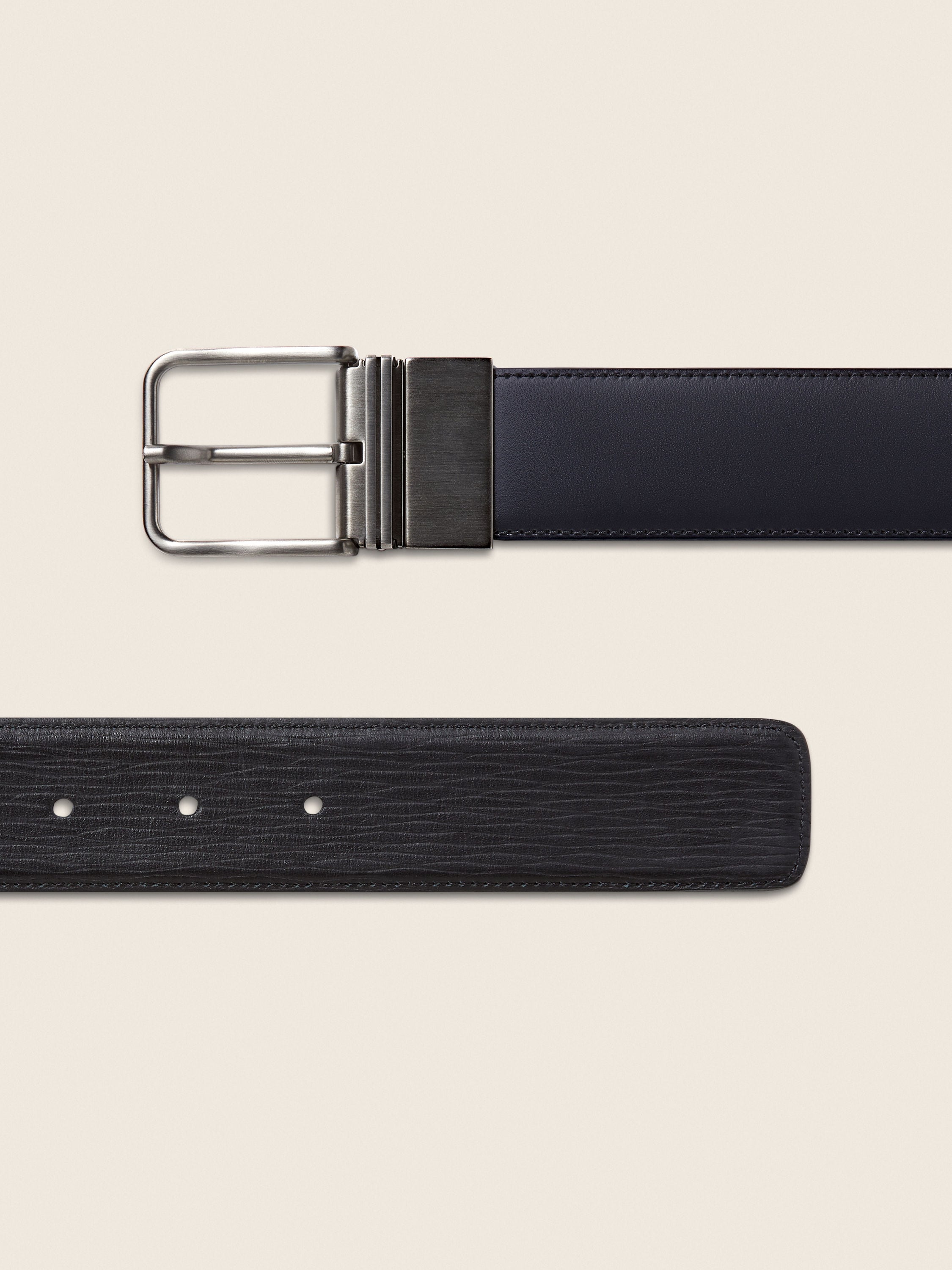 Zegna Dark Blue And Black Reversible Leather Belt