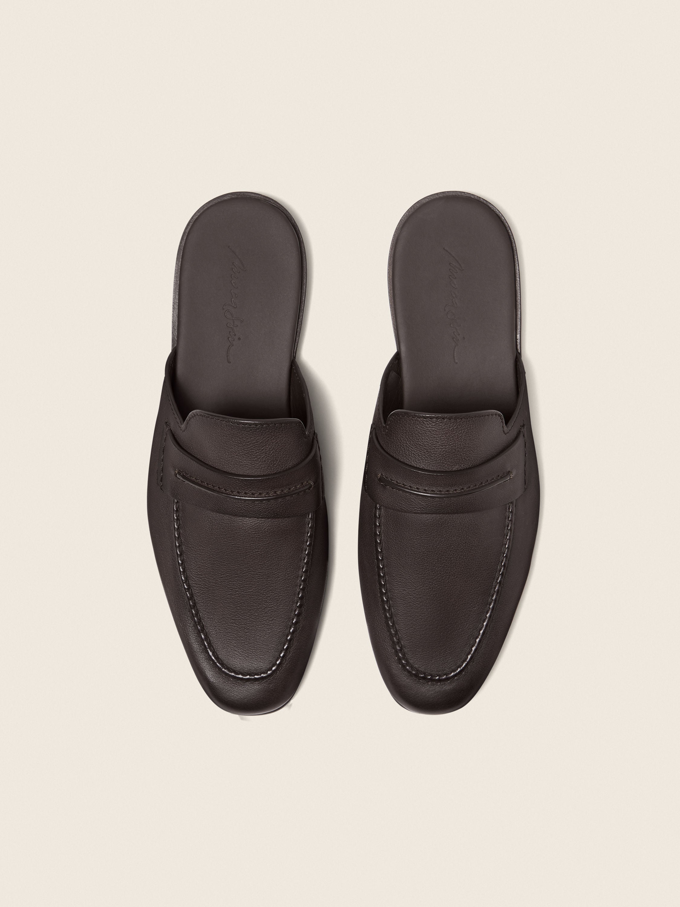 Zegna Dark Brown Natural Grain Leather Mocassin Sabbia Loafer Mule
