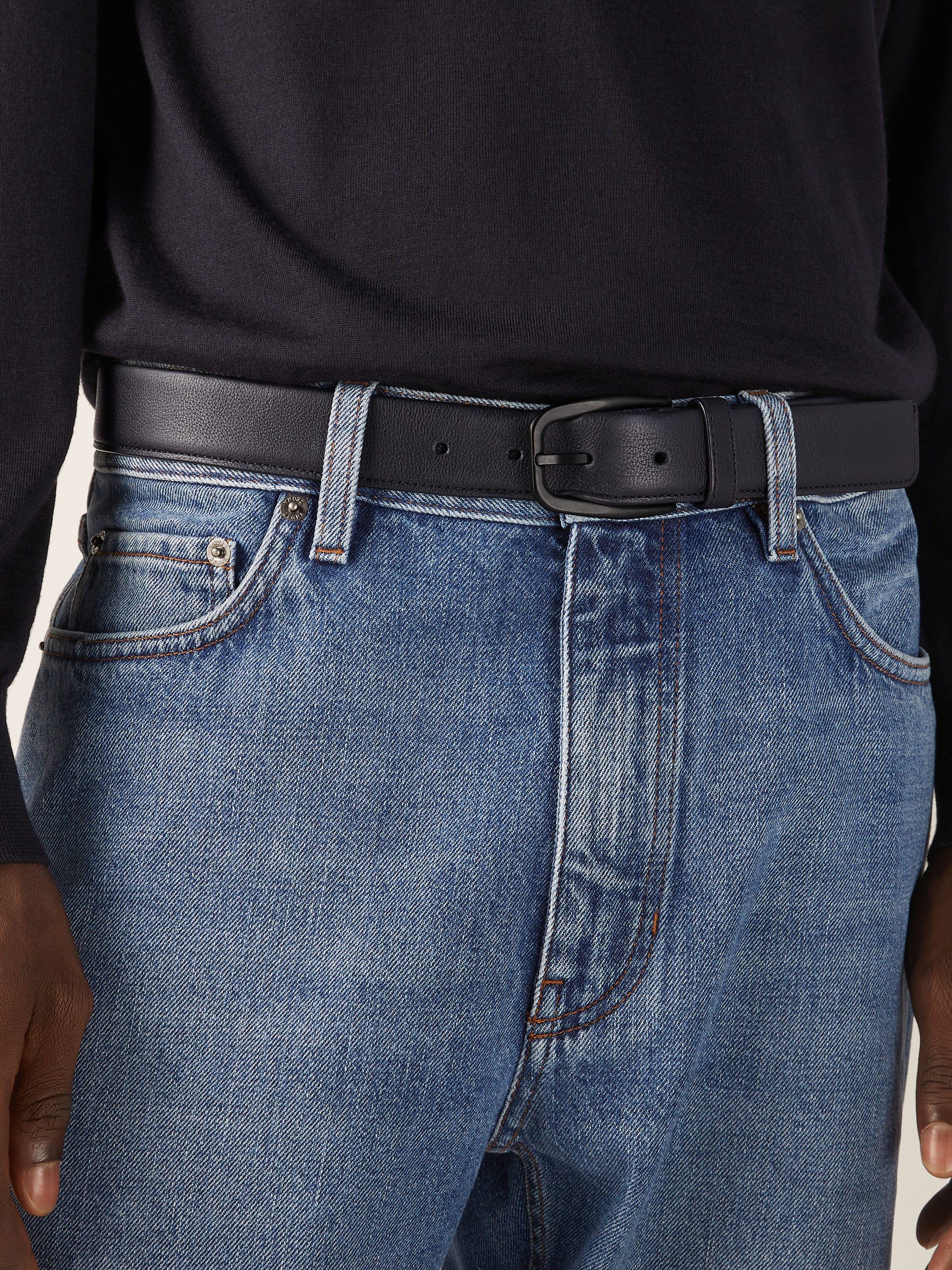 Zegna Black Natural Grain Leather Belt