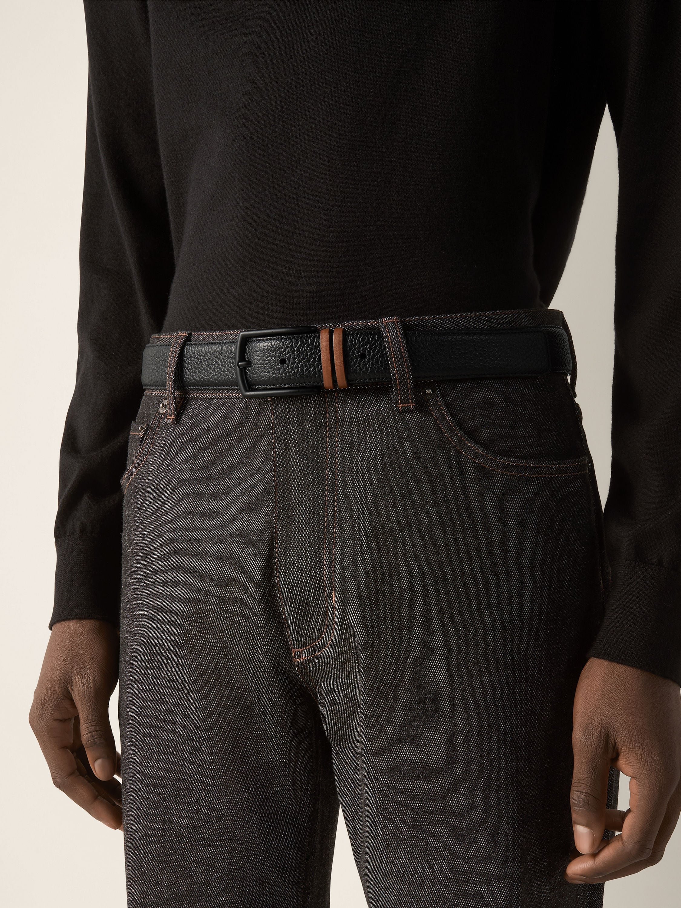 Zegna Black Leather Belt