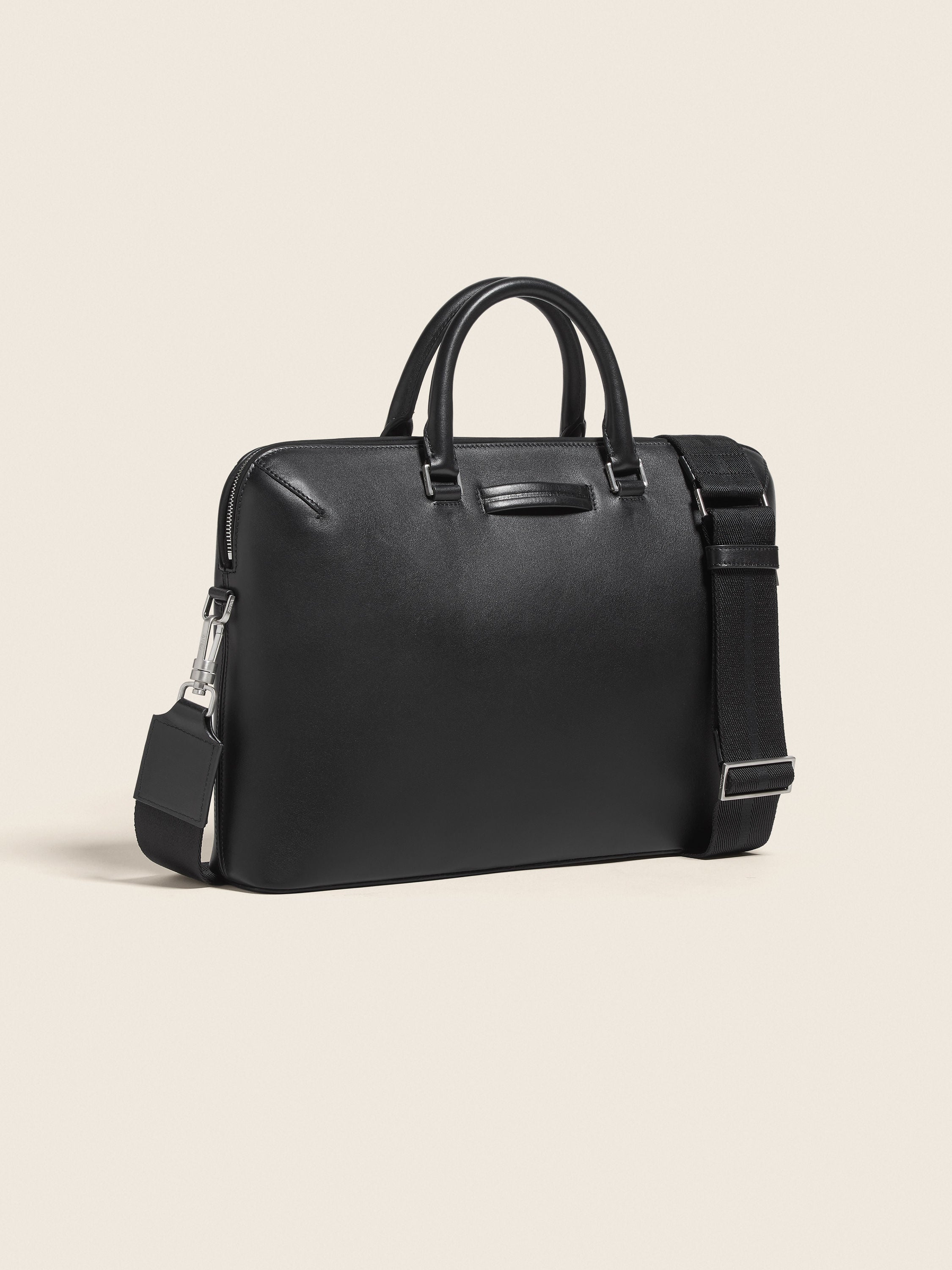 Zegna Black Leather Business Bag