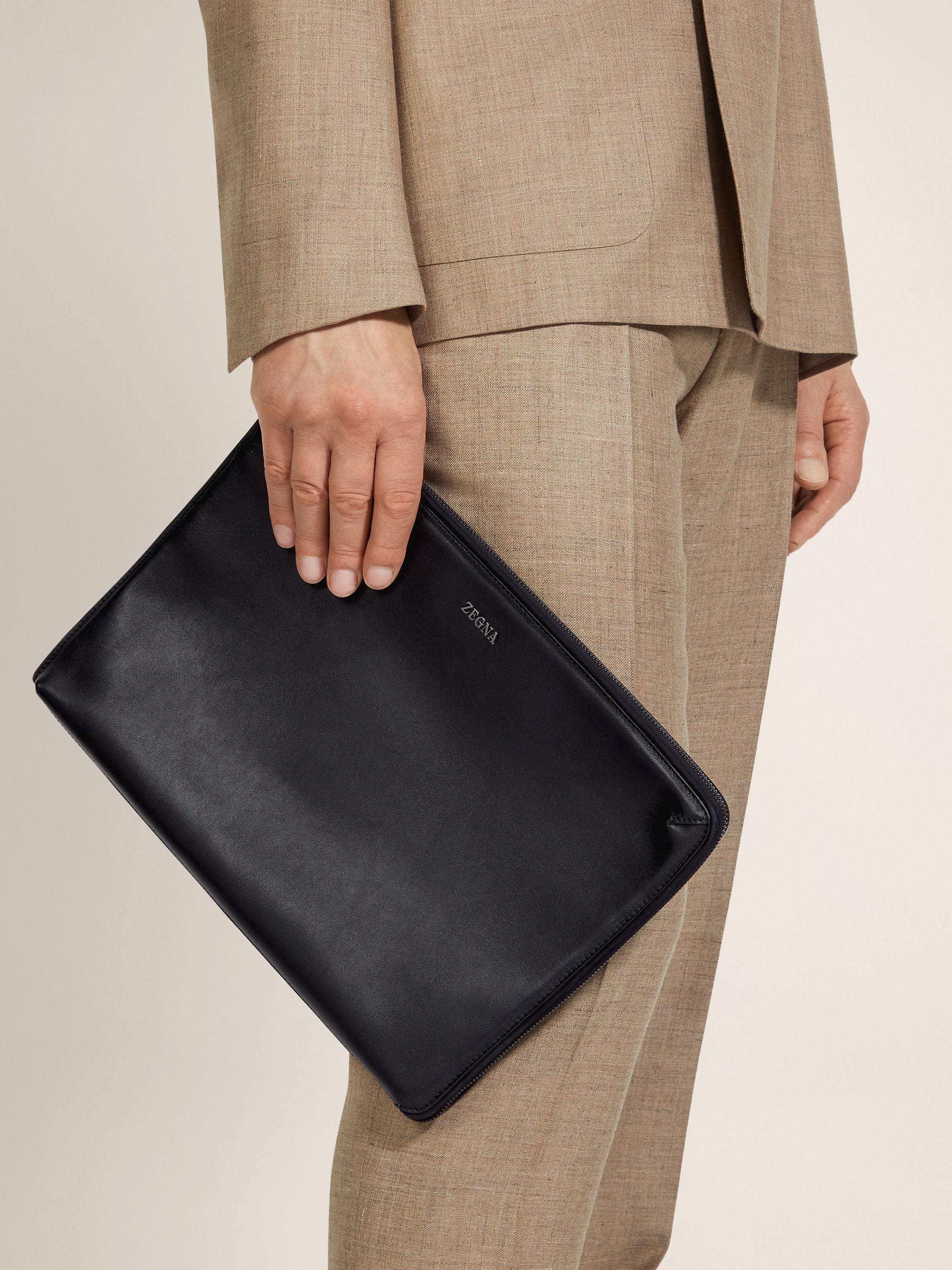 Zegna Black Leather Portfolio