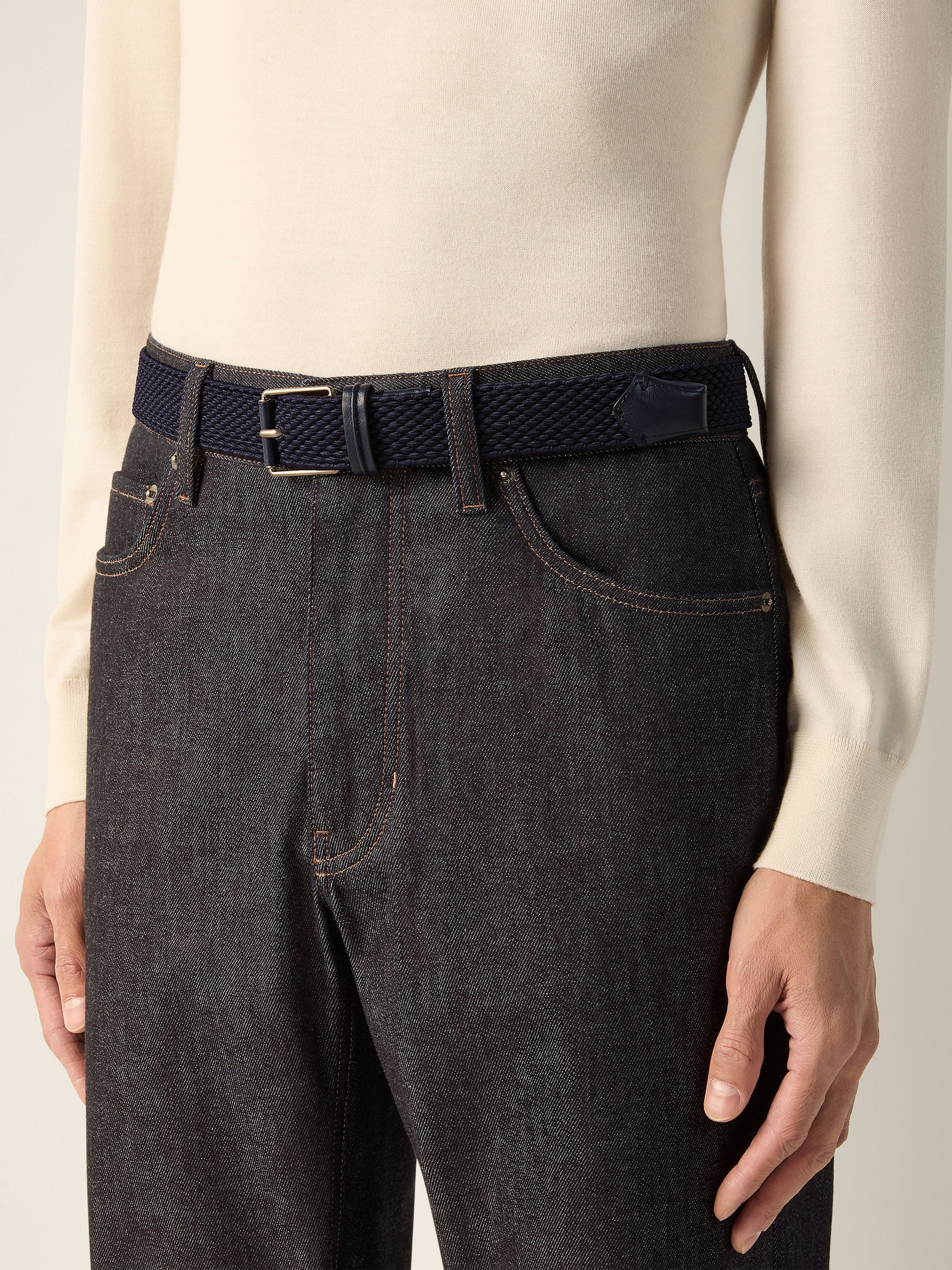 Zegna Navy Blue Rayon Belt