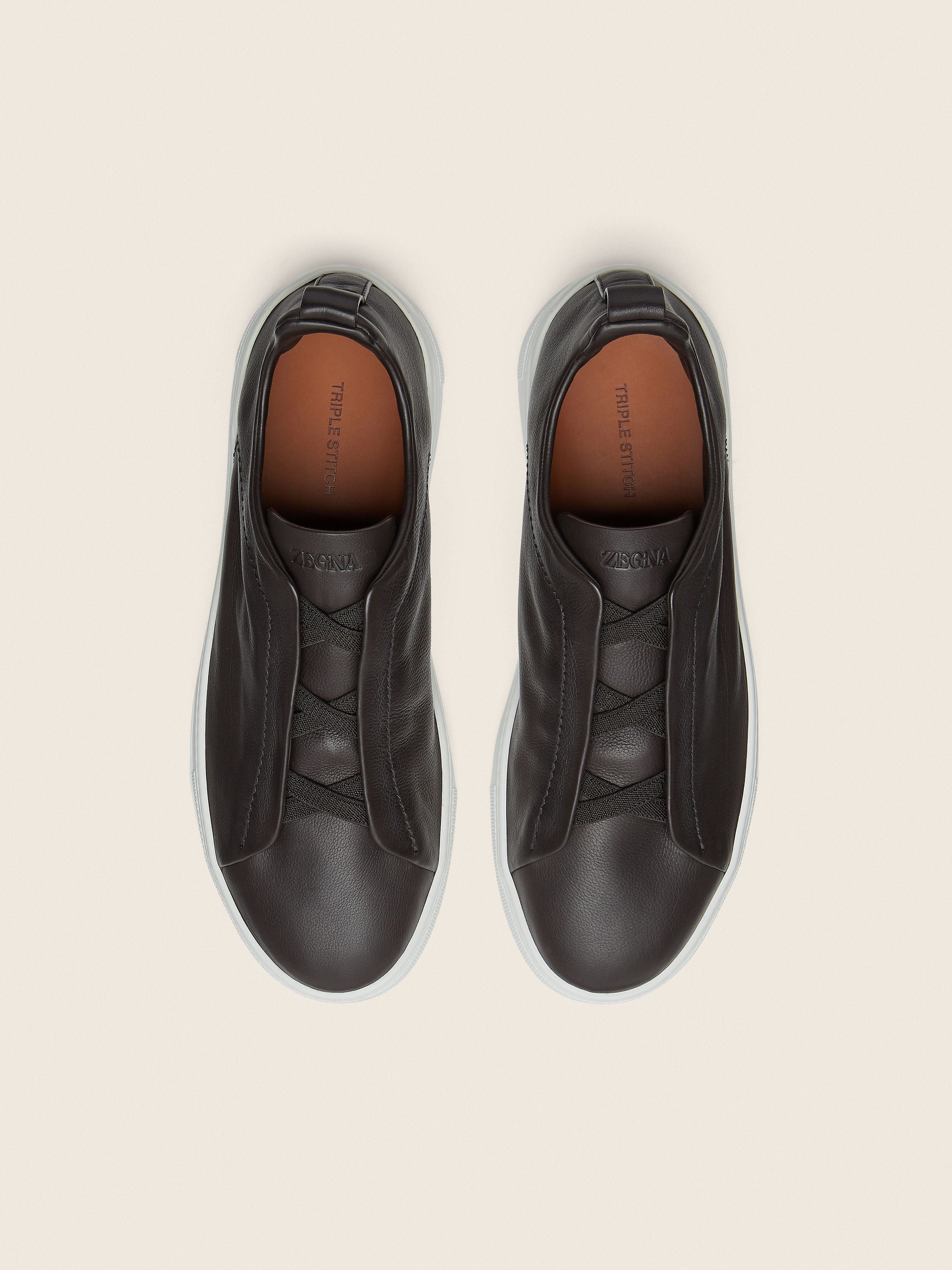 Zegna Brown Triple Stitch Secondskin Sneakers