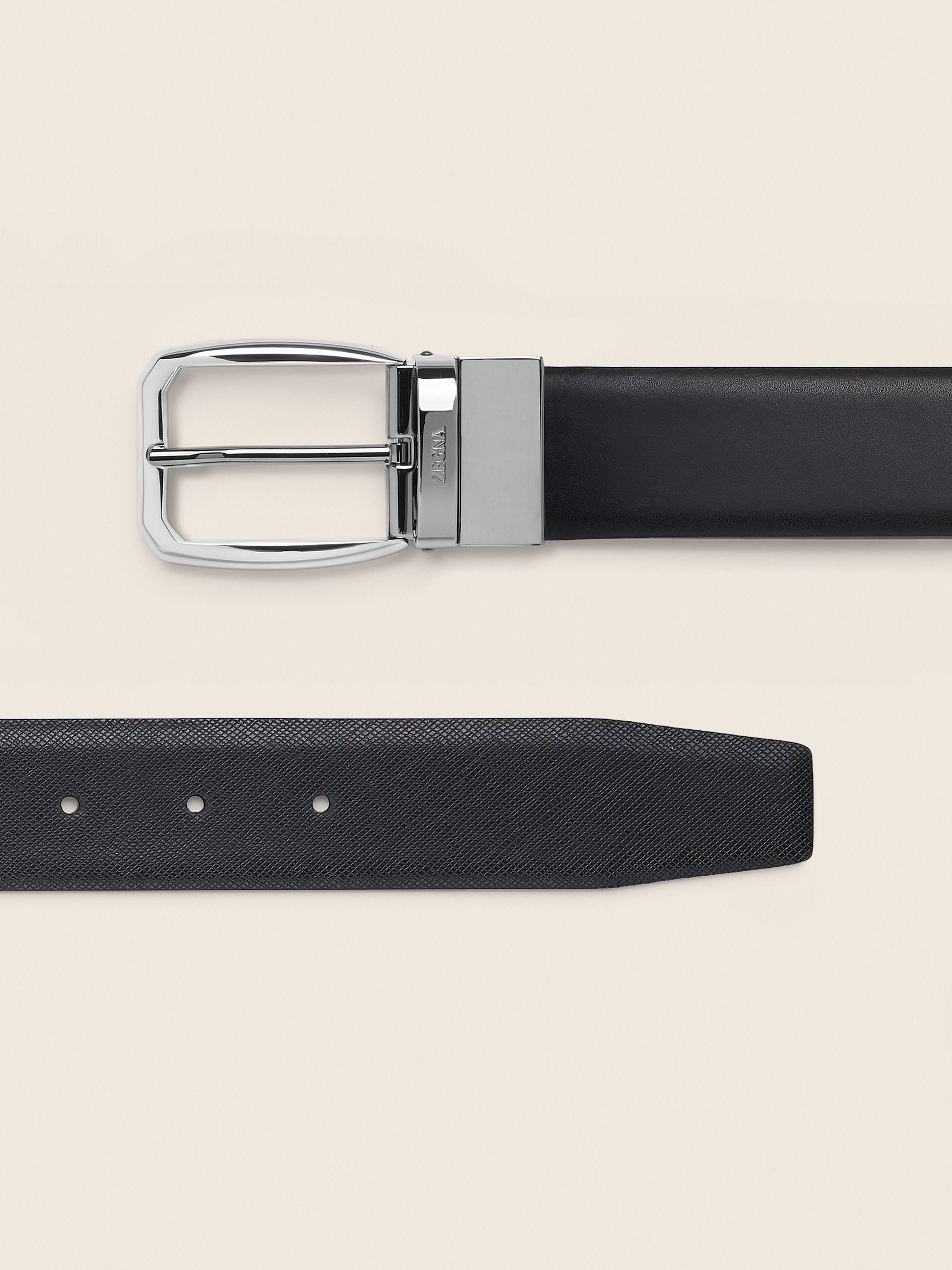Zegna Black Reversible Leather Belt