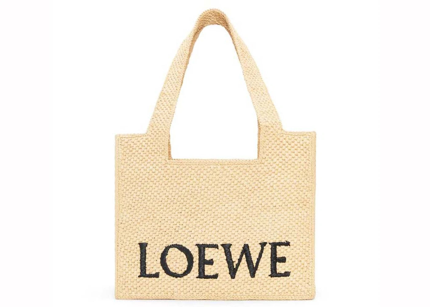 Loewe Medium Font Tote In Raffia Natural