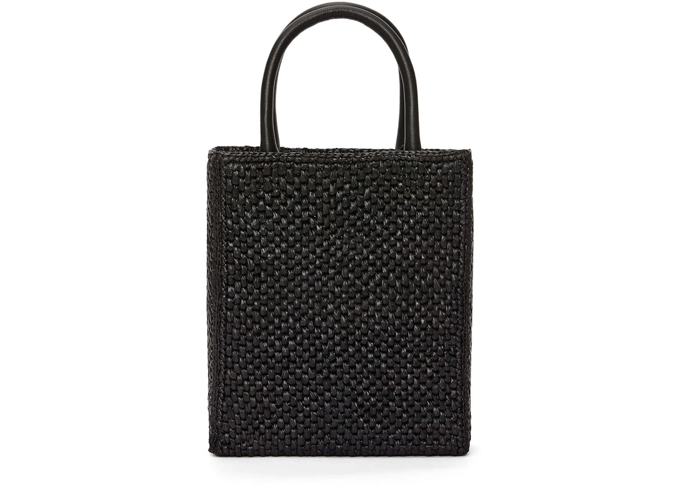 Loewe Standard A5 Tote Bag In Raffia Black/White