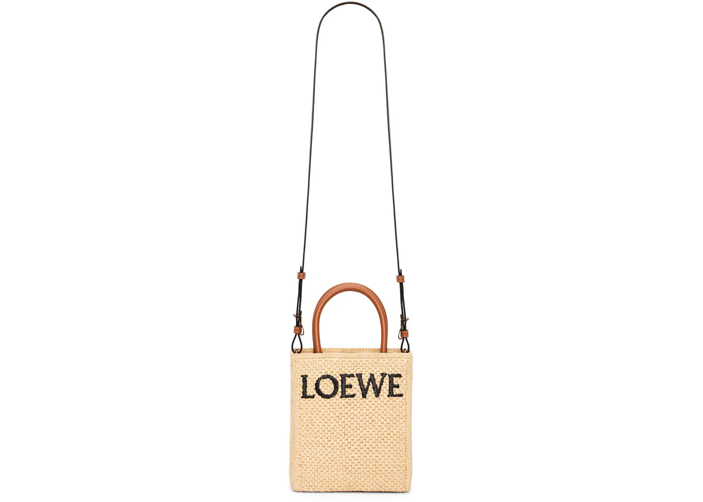 Loewe Standard A5 Tote Bag In Raffia Natural/Black
