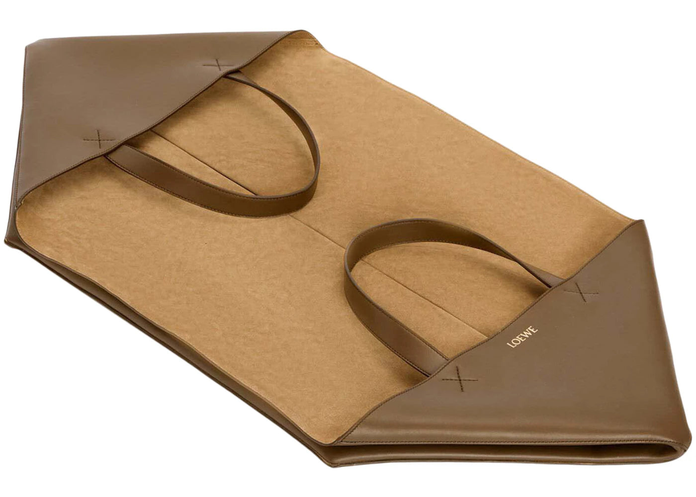 Loewe Xxl Puzzle Fold Tote In Shiny Calfskin Umber