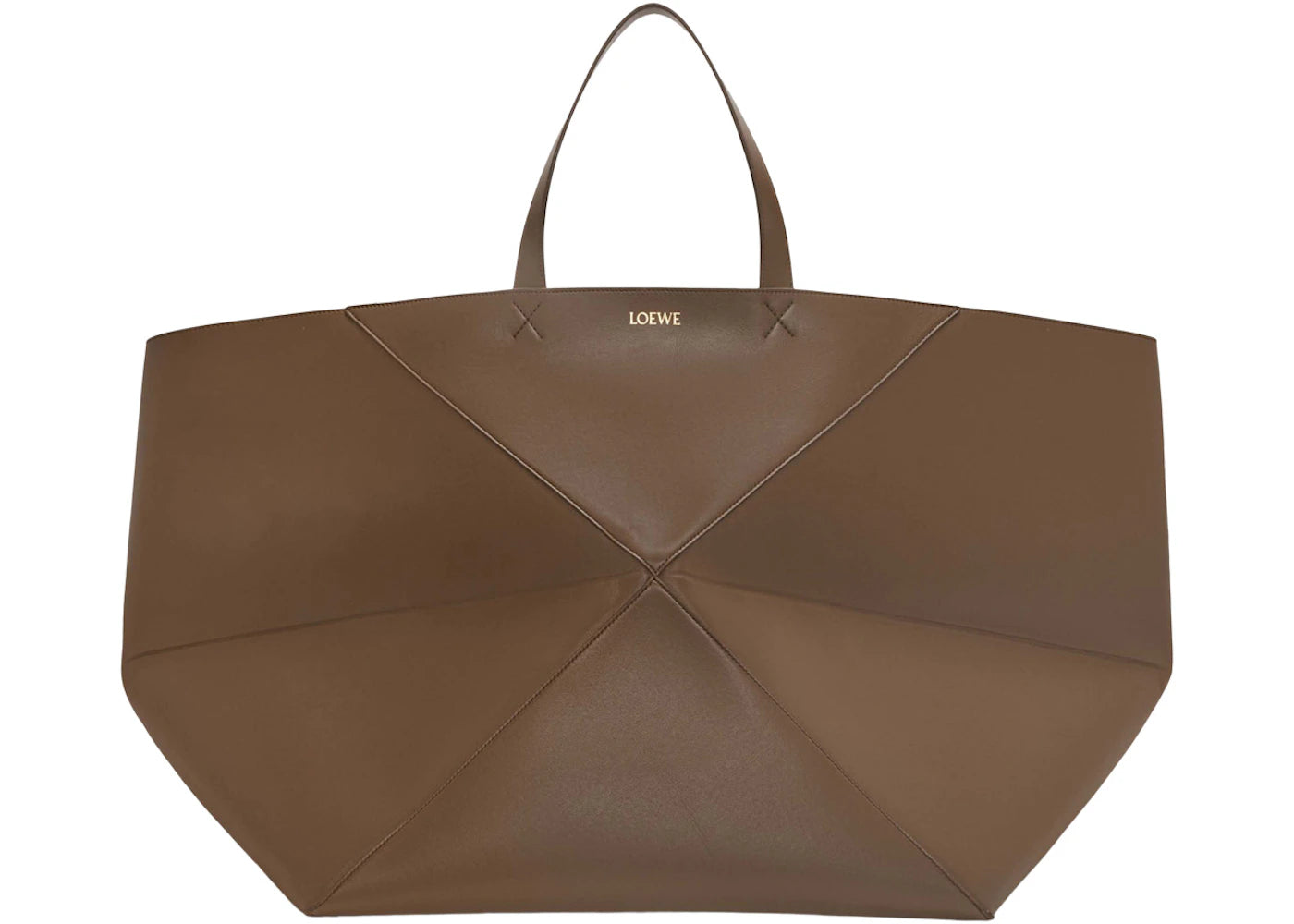 Loewe Xxl Puzzle Fold Tote In Shiny Calfskin Umber