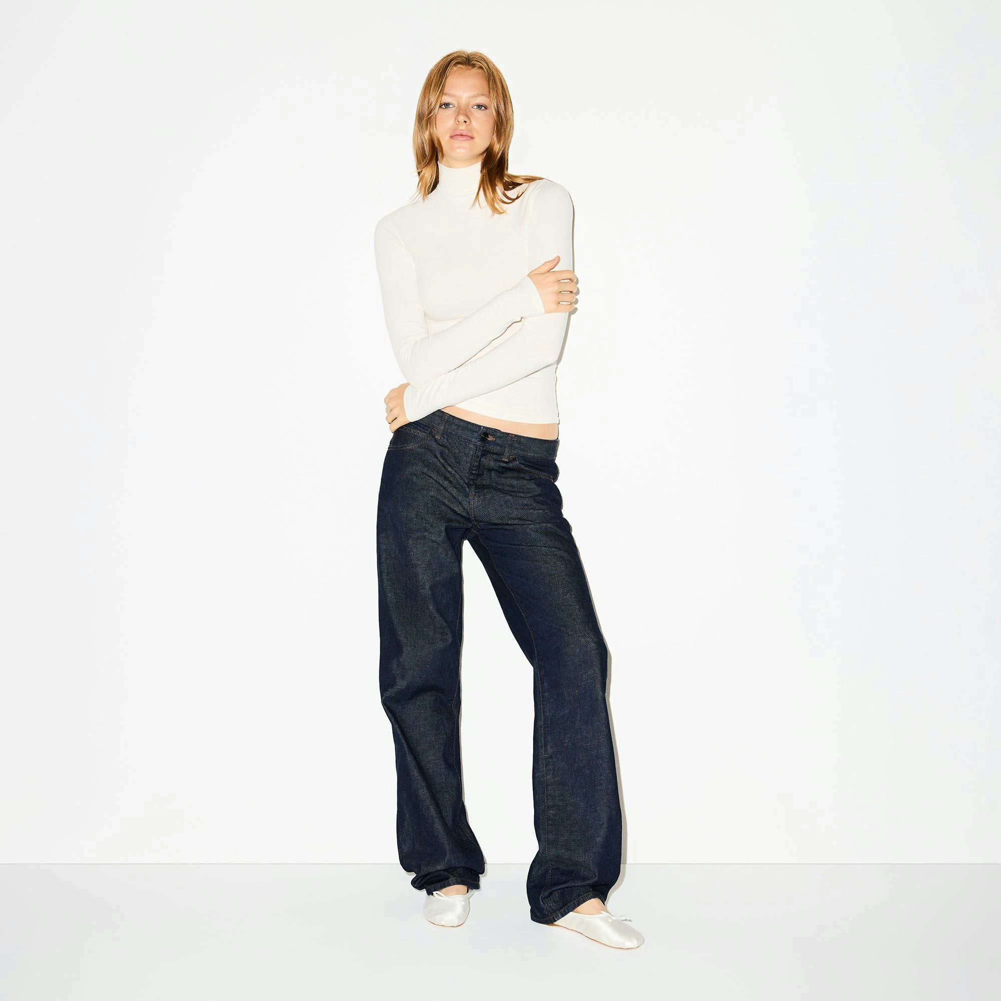 Skims Cotton Jersey Turtleneck Marble