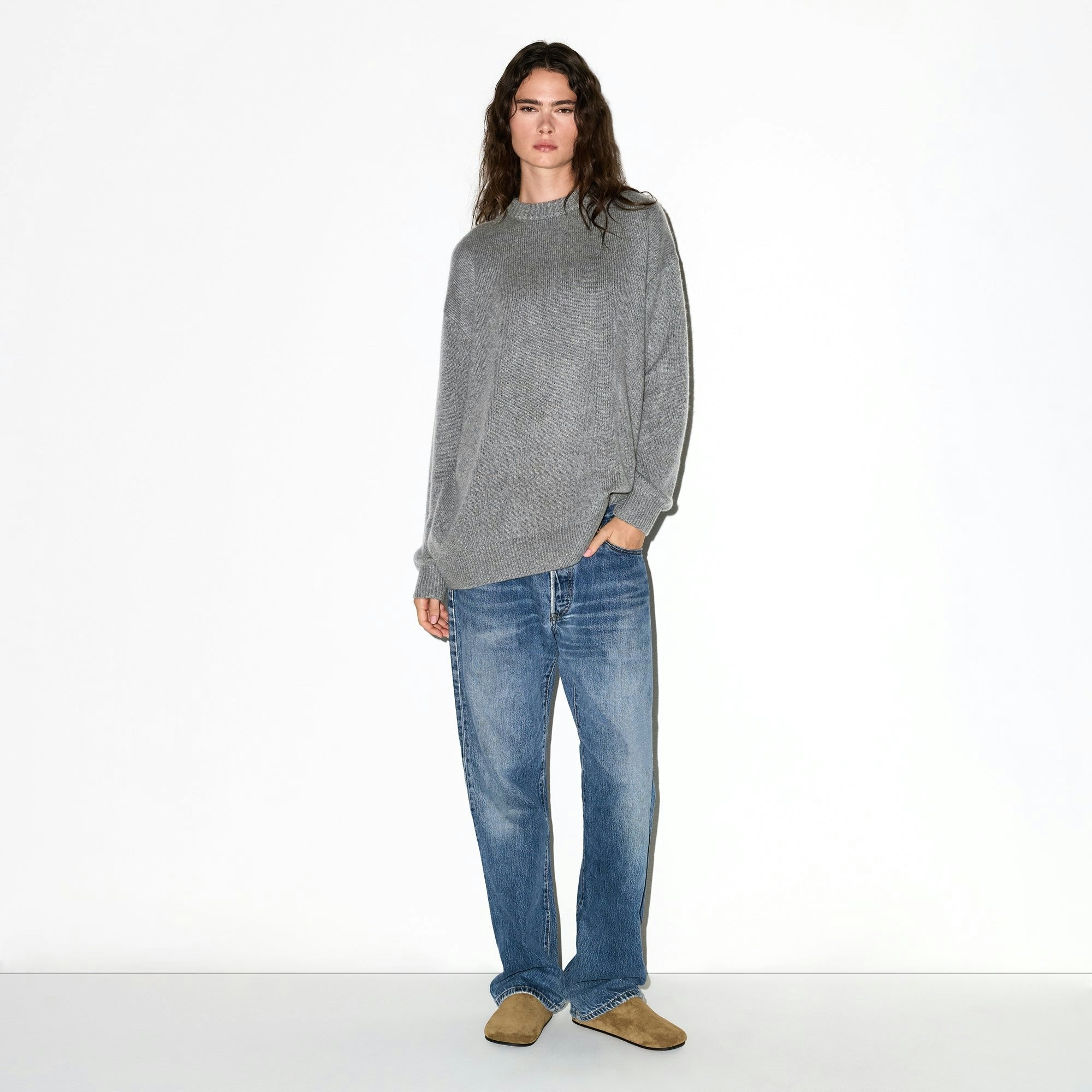 Skims Cashmere Oversized Sweater Dark Heather Grey