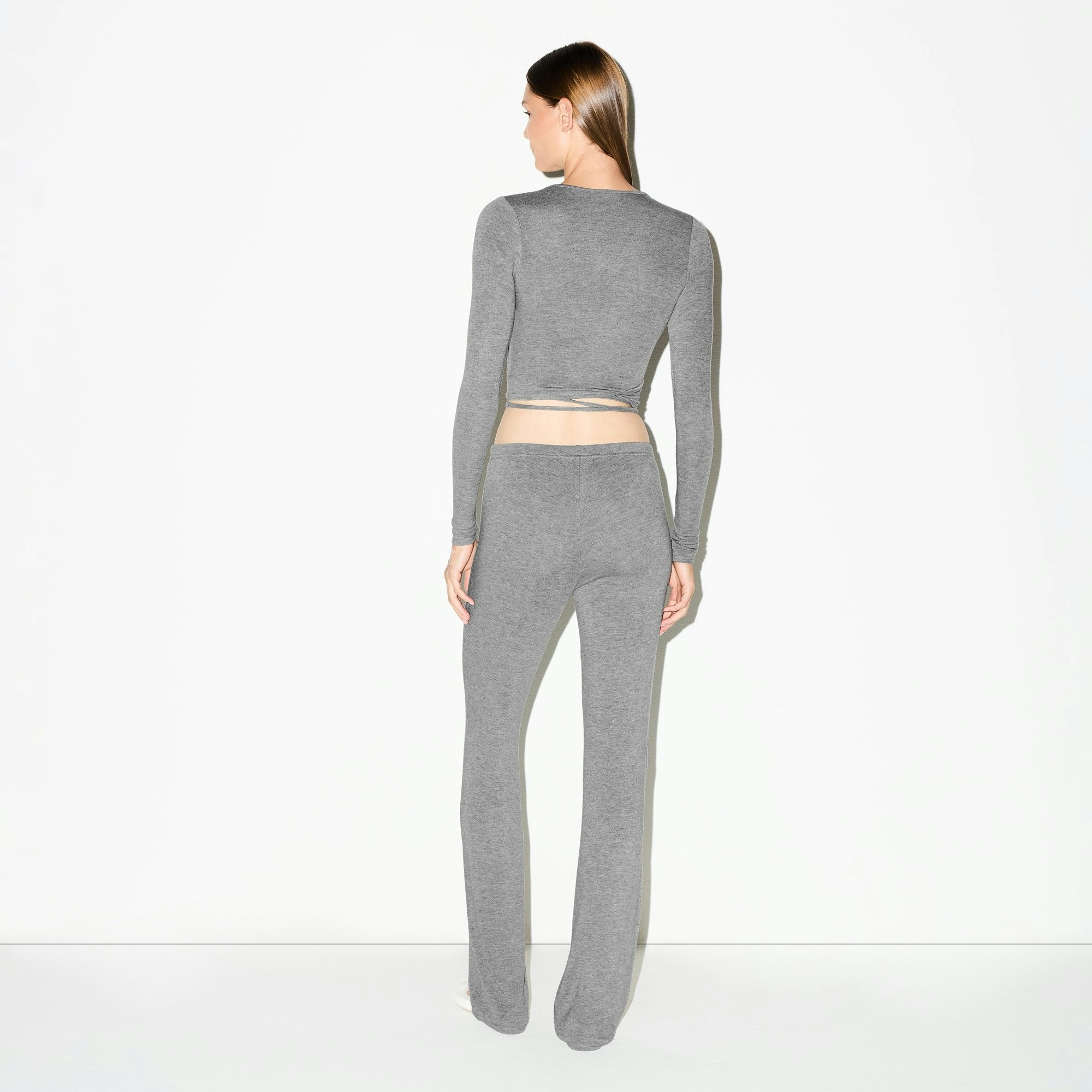 LIGHTWEIGHT MODAL LONG SLEEVE WRAP TOP