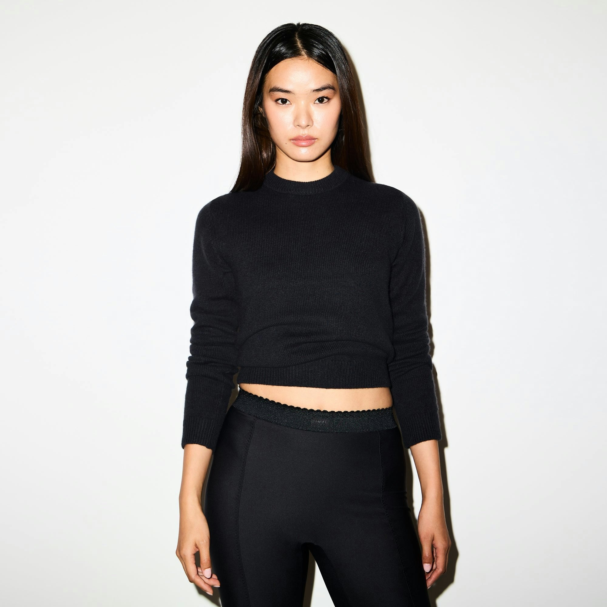 Skims Wool Cashmere Crewneck Sweater Onyx