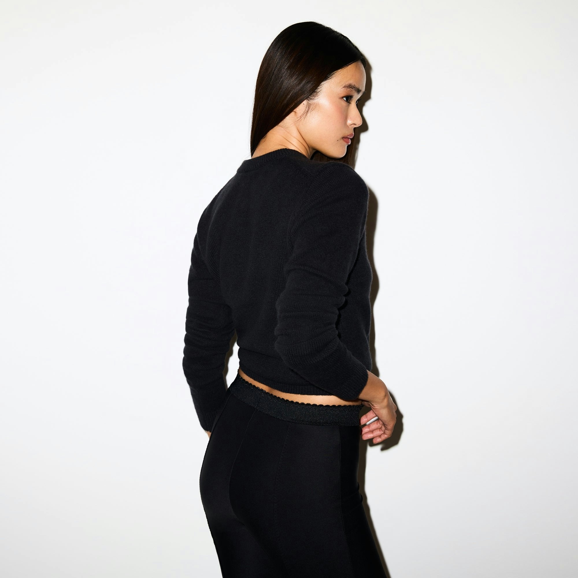 Skims Wool Cashmere Crewneck Sweater Onyx