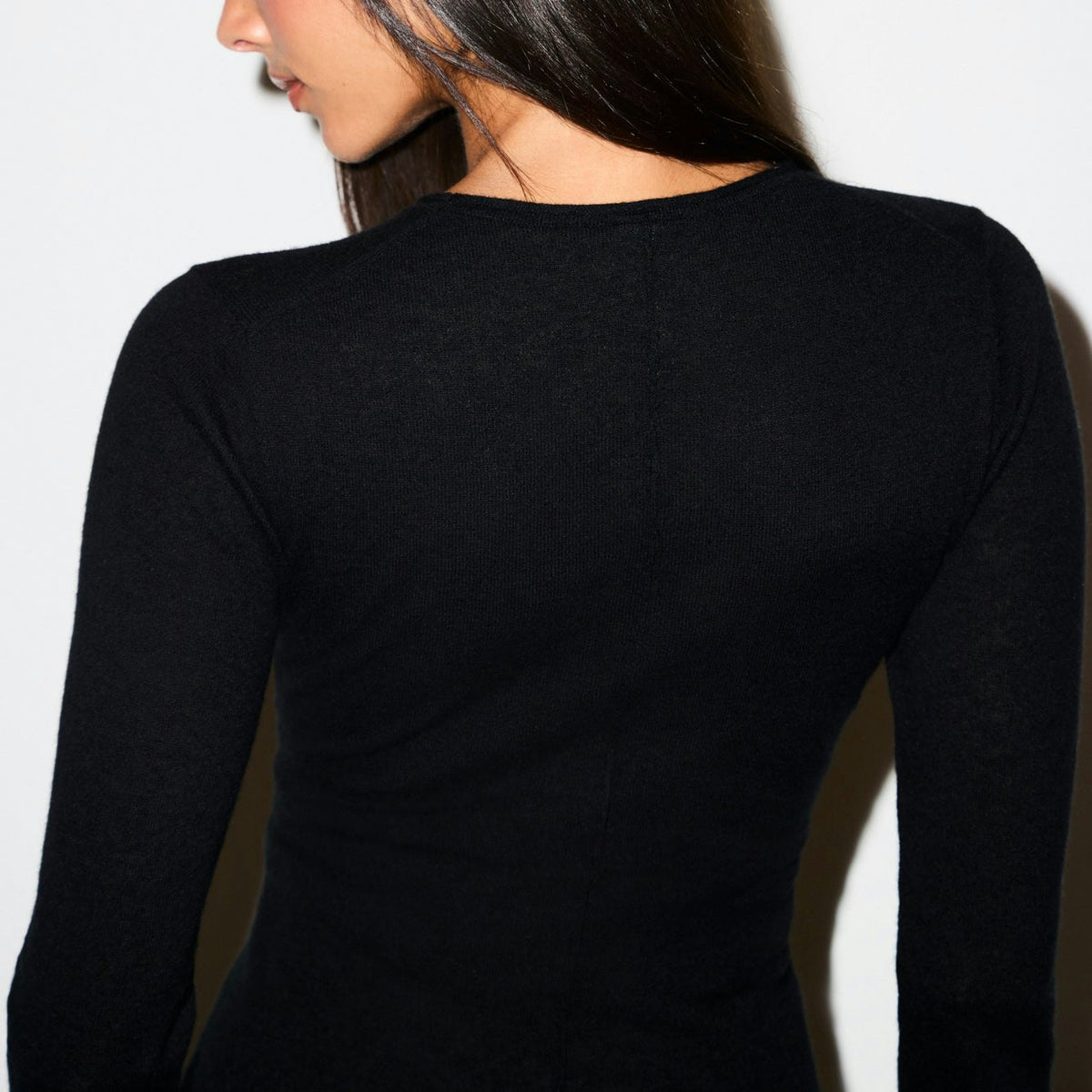 Skims Featherweight Cashmere Long Sleeve Top Onyx