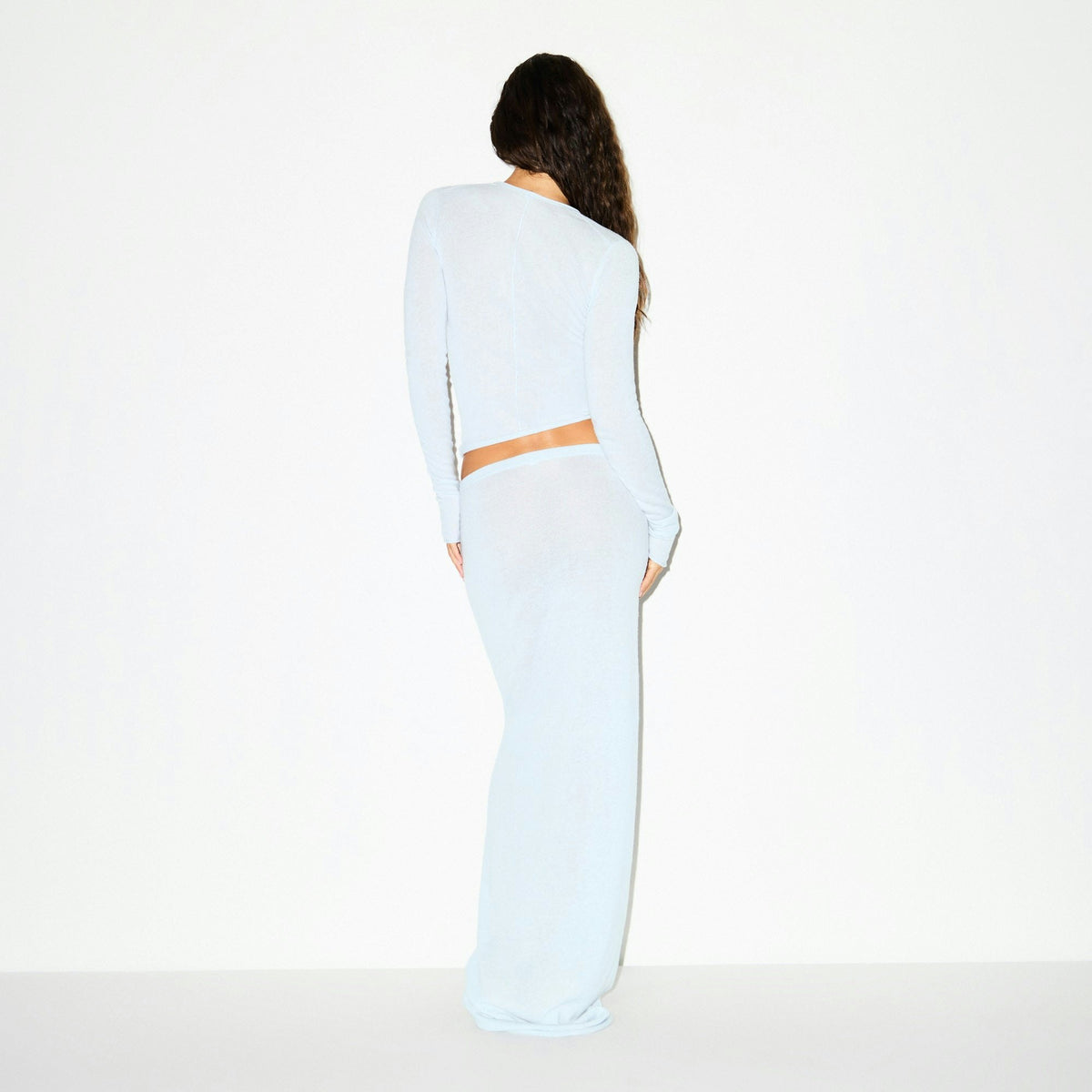 Skims Featherweight Cashmere Long Sleeve Top Pearl