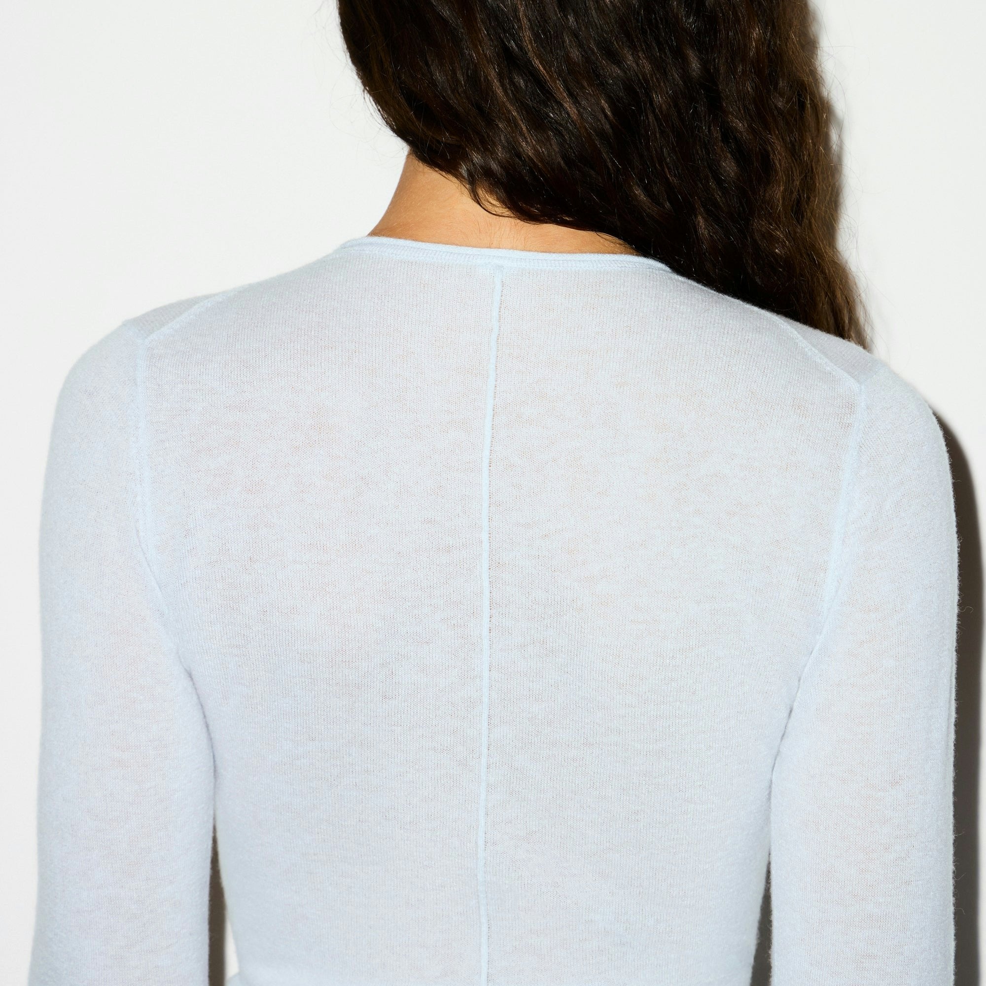 Skims Featherweight Cashmere Long Sleeve Top Pearl
