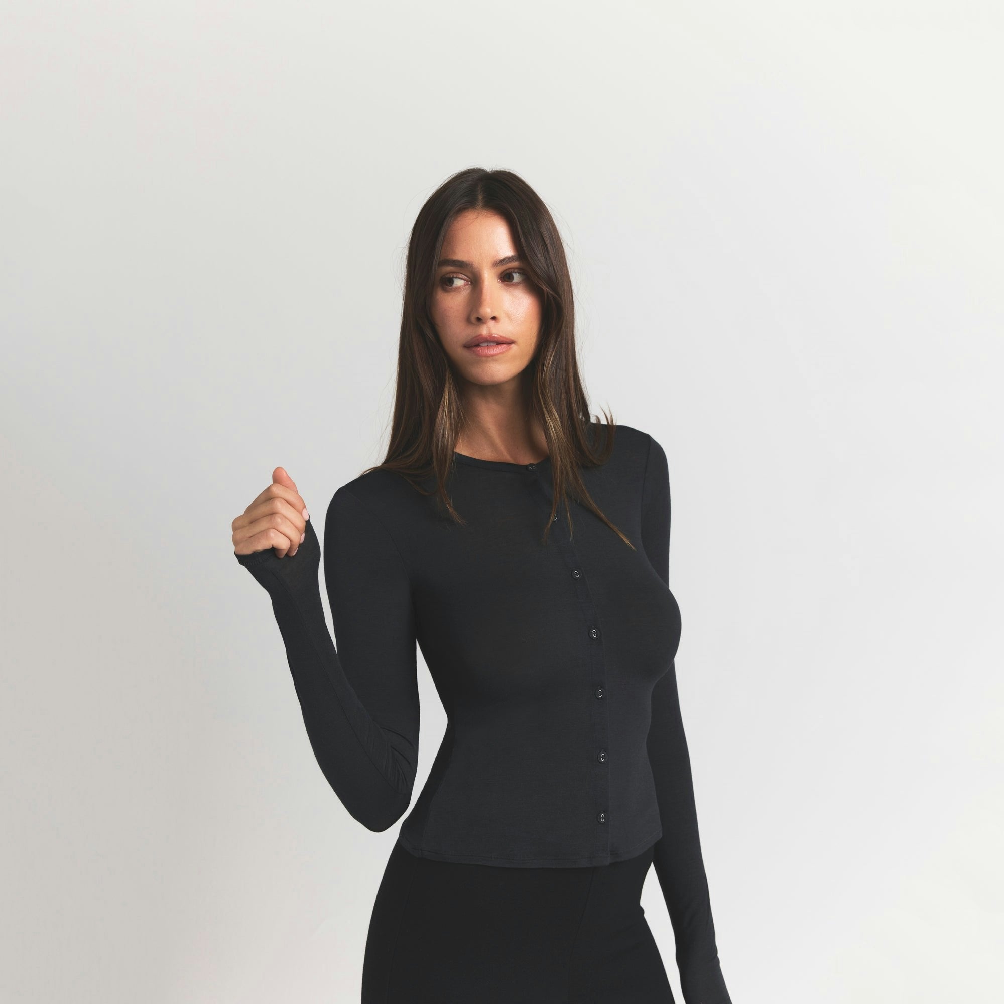 Skims Sheer Modal Cardigan Onyx