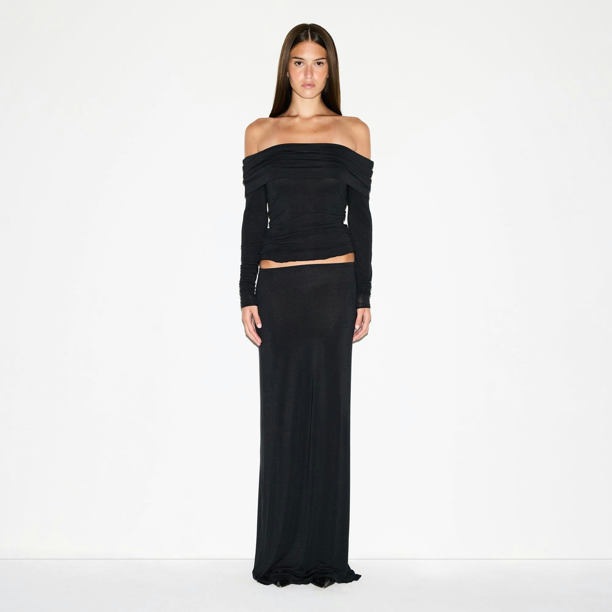 SHEER MODAL OFF THE SHOULDER TOP