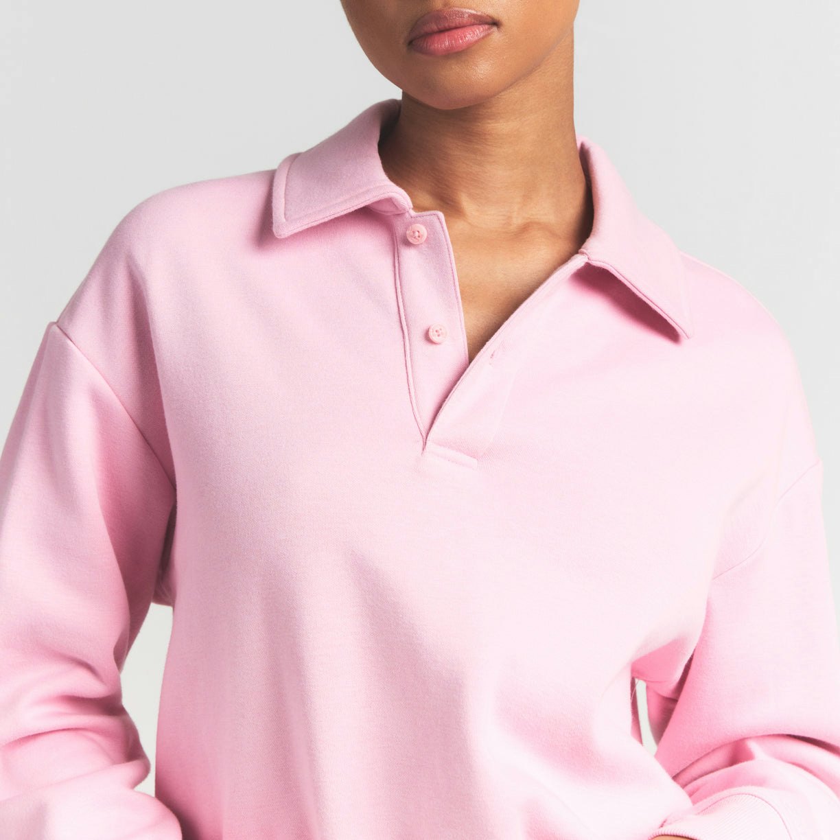 Skims Cotton Fleece Polo Sweatshirt Halite