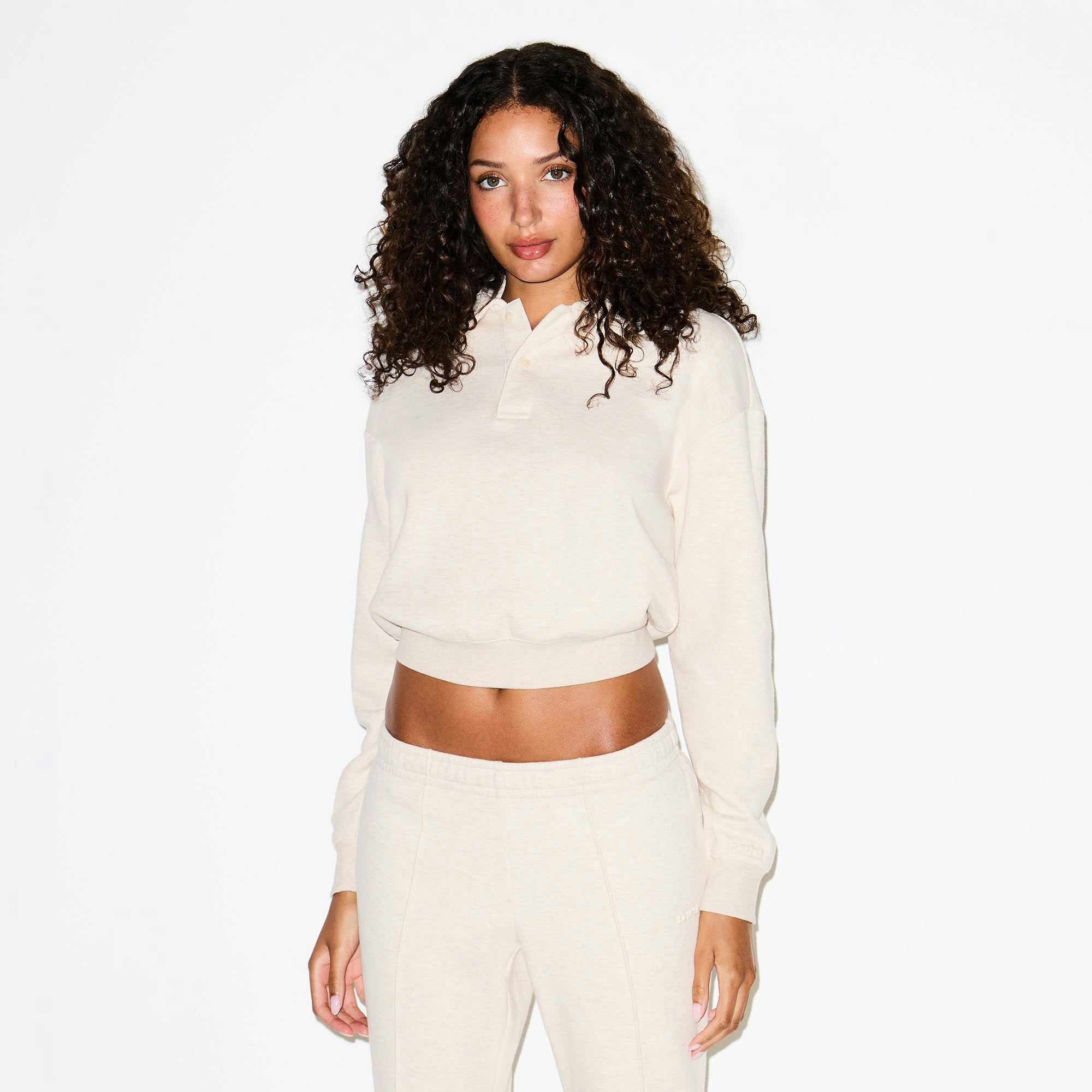 COTTON FLEECE POLO SWEATSHIRT