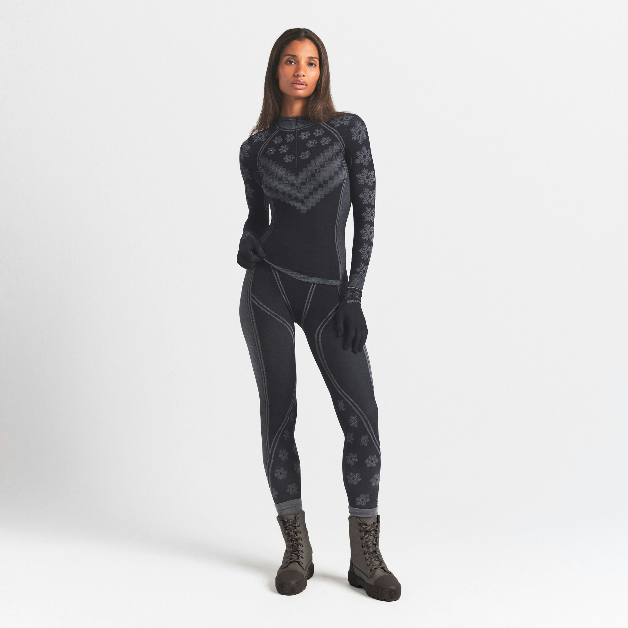 Skims Skims First Layers Half Zip Long Sleeve Obsidian Winter Fair Isle