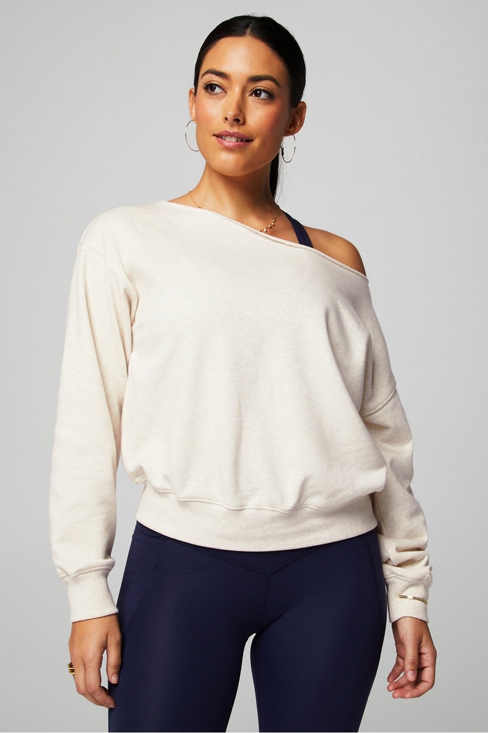Fabletics Year Round Terry Off Shoulder Sweatshirt