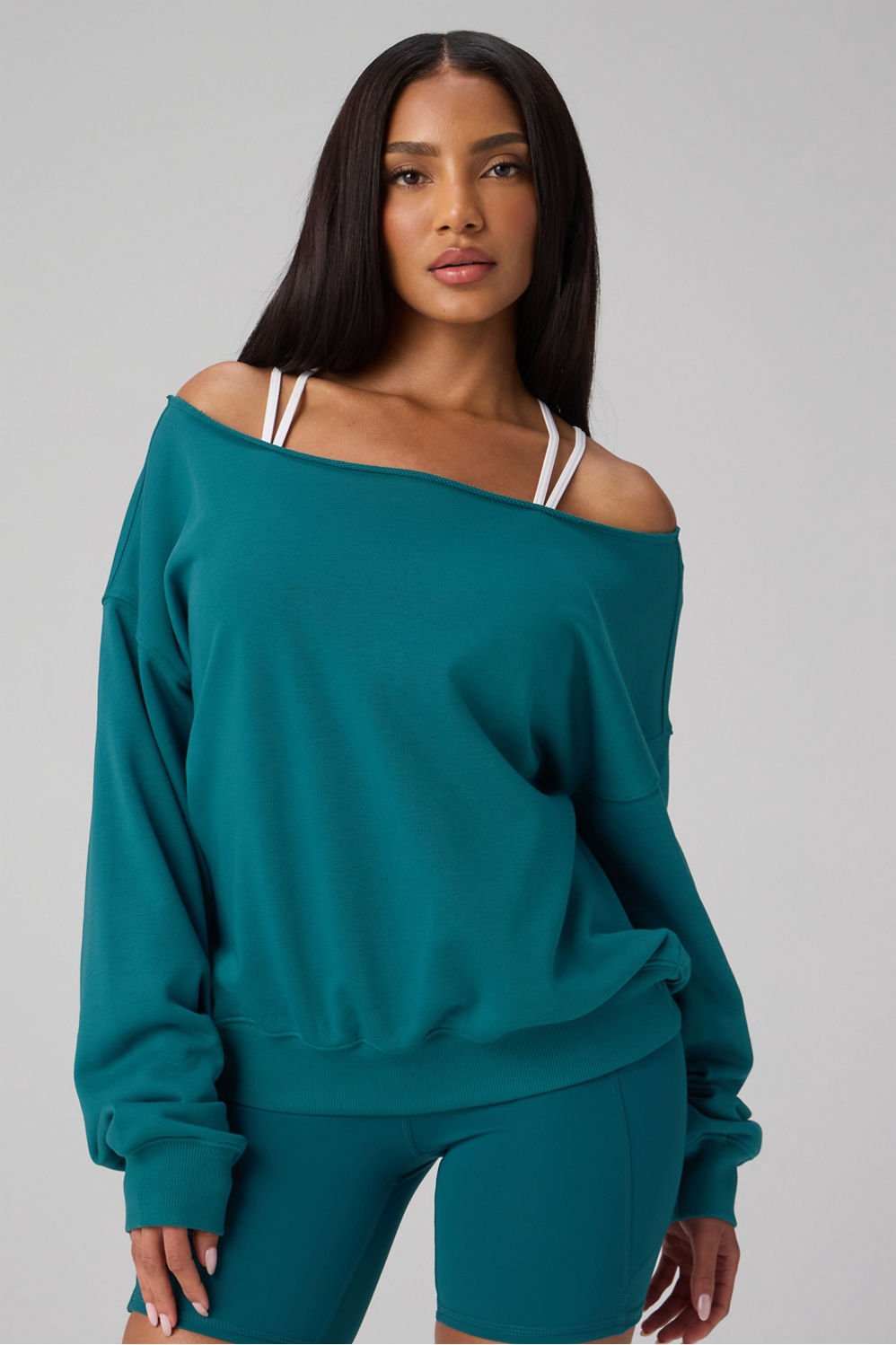 Fabletics Year Round Terry Off Shoulder Sweatshirt